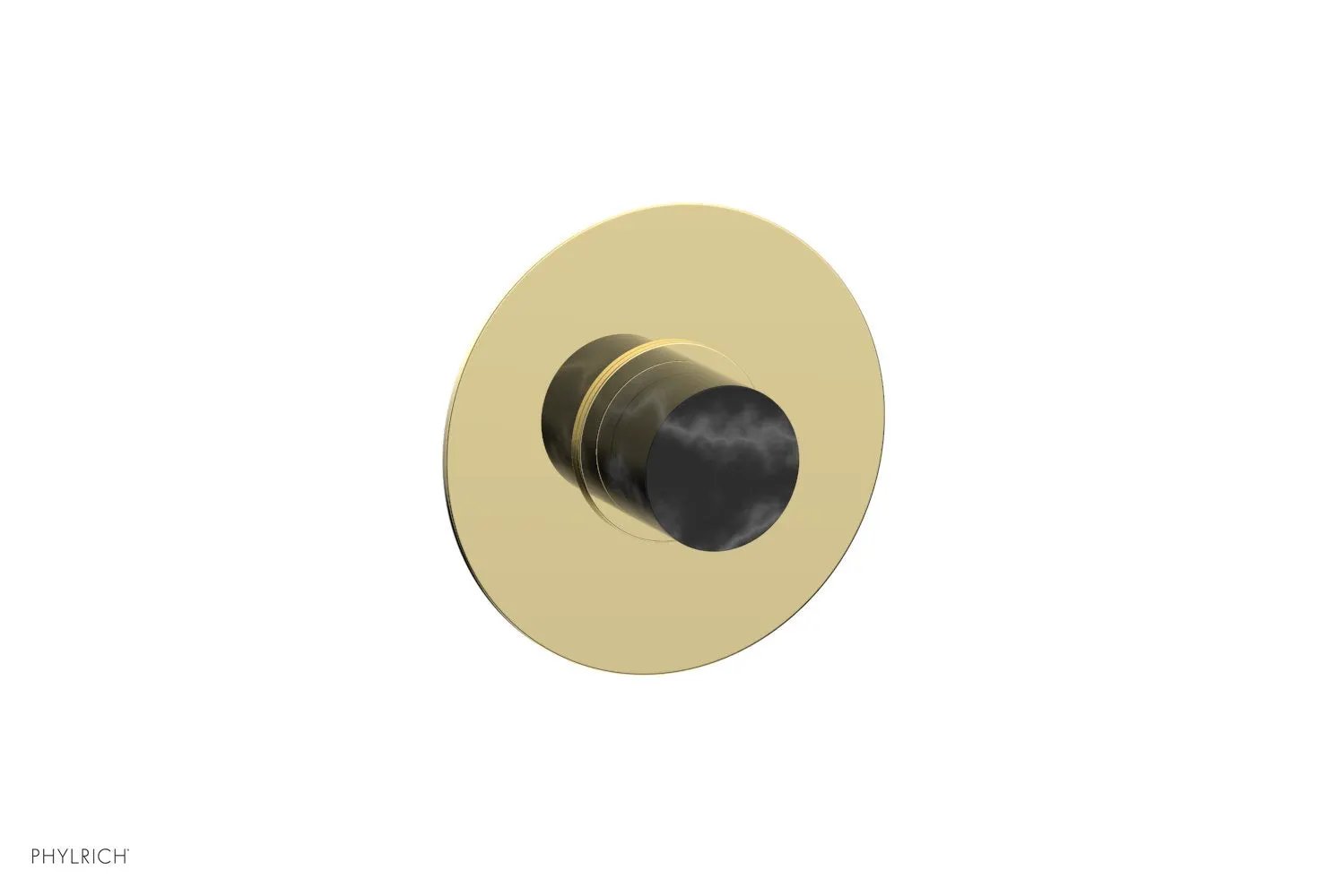 Phylrich BASIC II 1/2" Mini Thermostatic Round Shower Trim Black Marble Handle by Phylrich