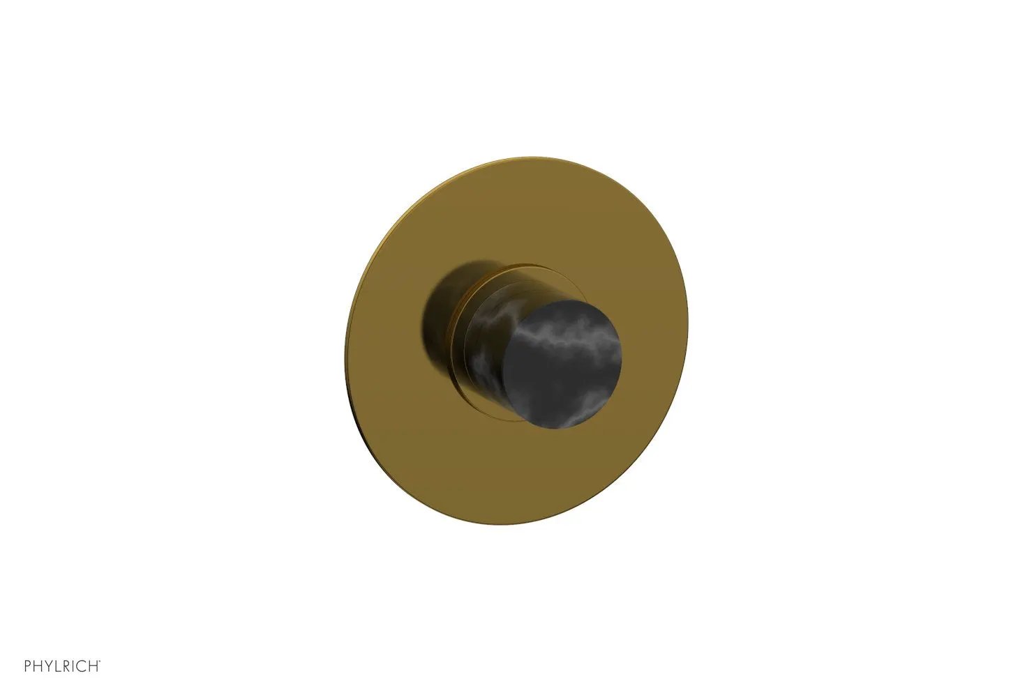 Phylrich BASIC II 1/2" Mini Thermostatic Round Shower Trim Black Marble Handle by Phylrich