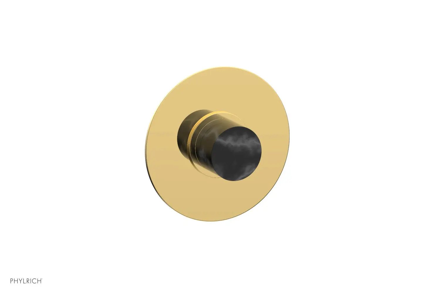 Phylrich BASIC II 1/2" Mini Thermostatic Round Shower Trim Black Marble Handle by Phylrich