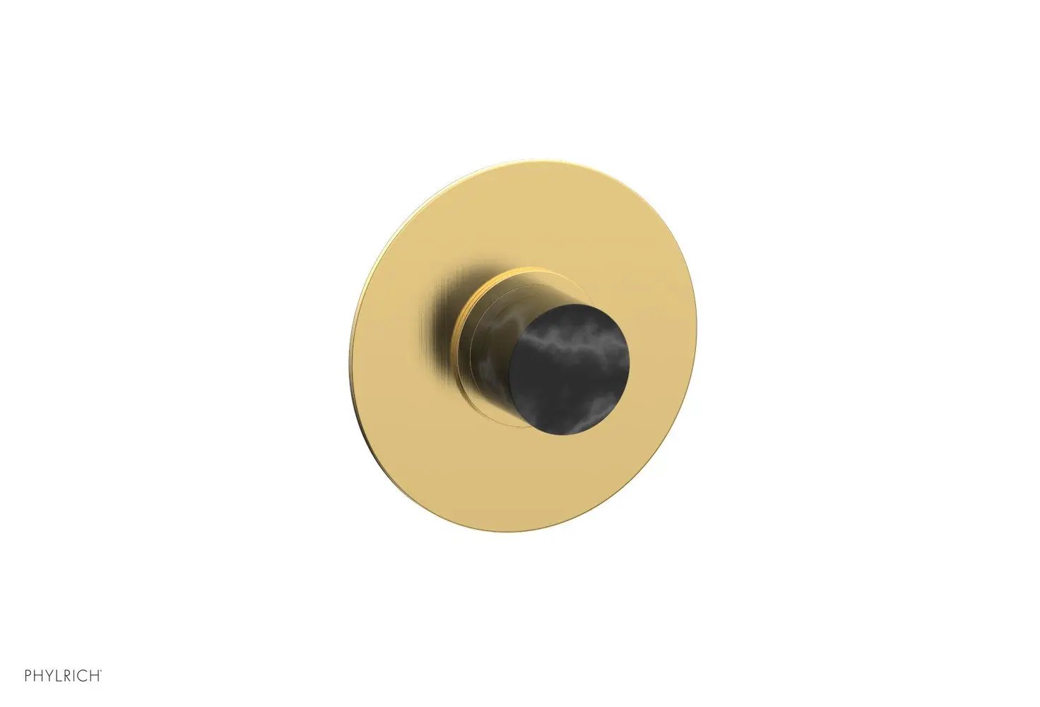 Phylrich BASIC II 1/2" Mini Thermostatic Round Shower Trim Black Marble Handle by Phylrich