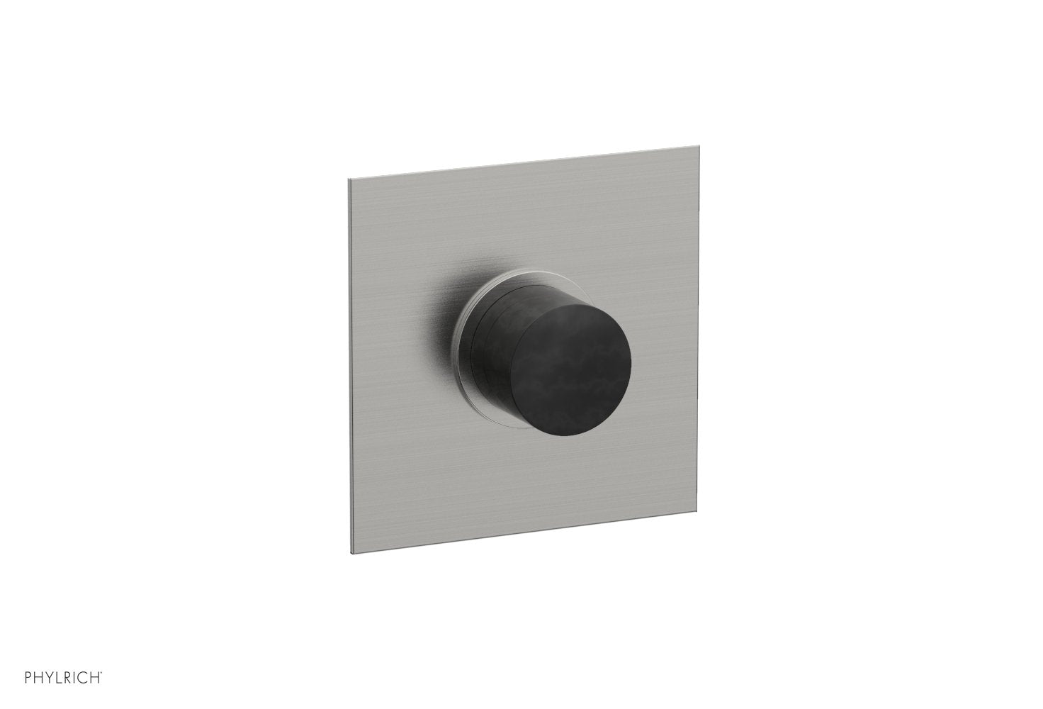 Phylrich BASIC II 1/2" Mini Thermostatic Square Shower Trim Black Marble Handle