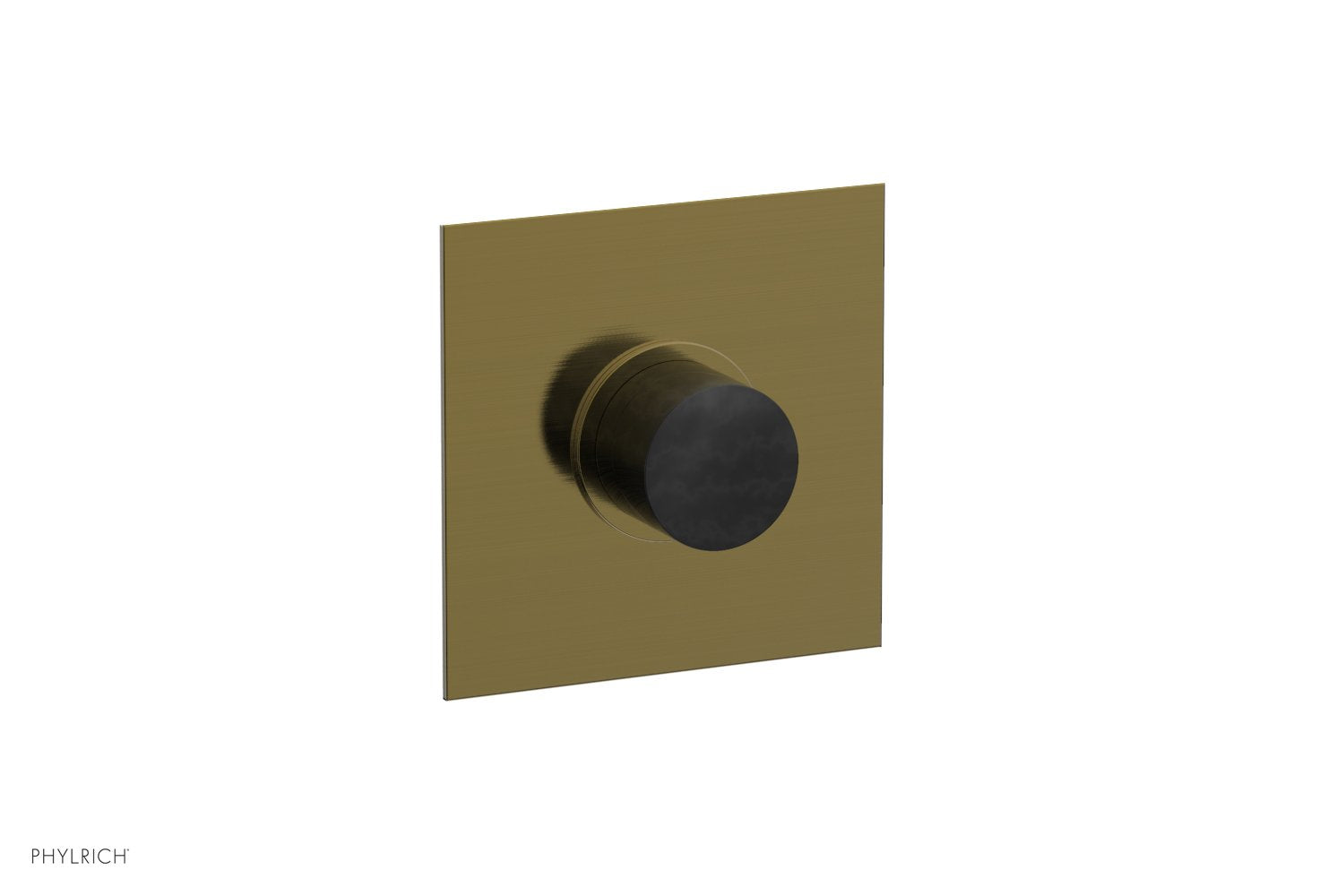 Phylrich BASIC II 1/2" Mini Thermostatic Square Shower Trim Black Marble Handle