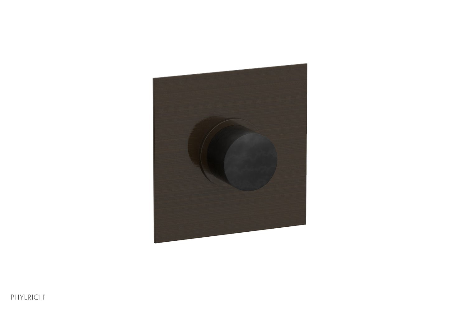 Phylrich BASIC II 1/2" Mini Thermostatic Square Shower Trim Black Marble Handle