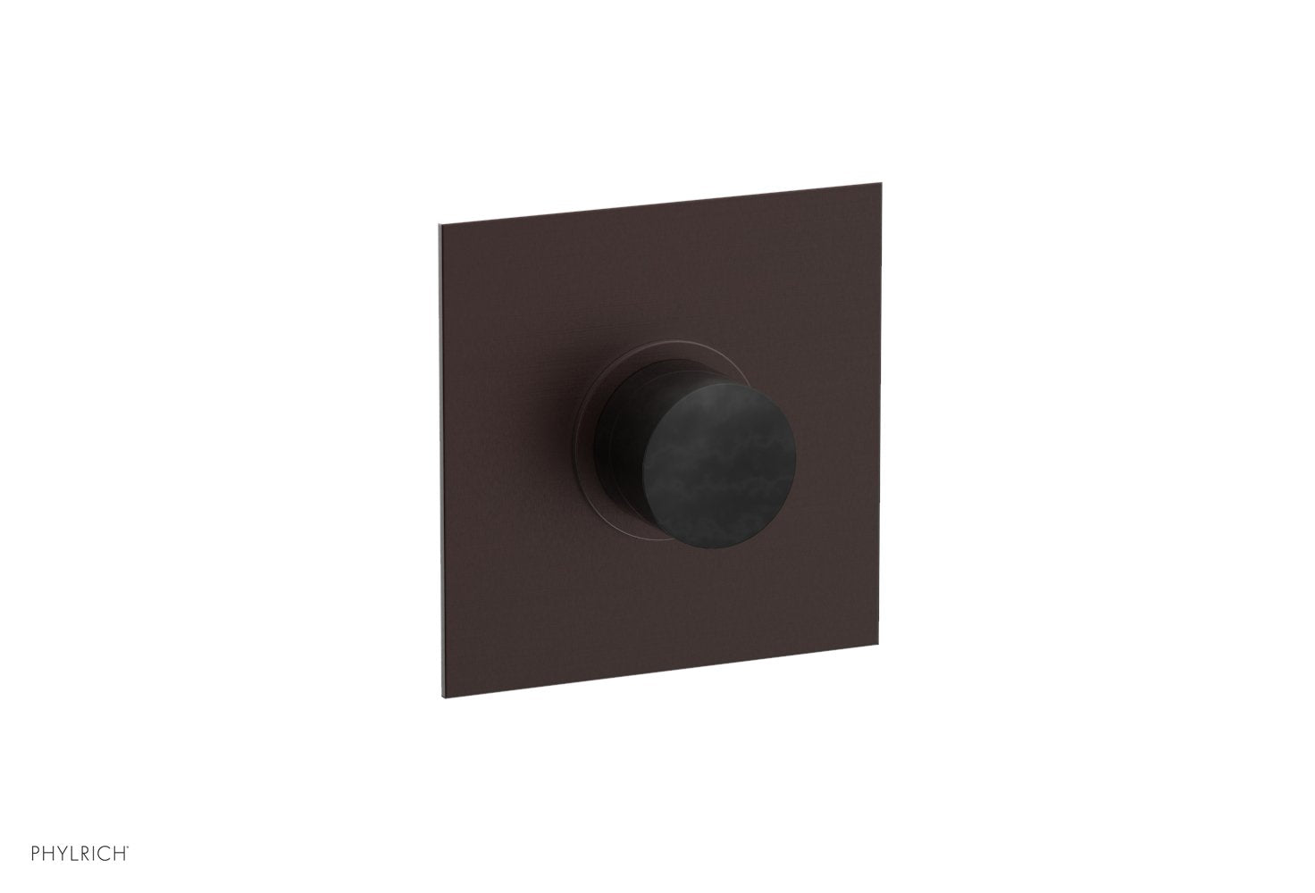Phylrich BASIC II 1/2" Mini Thermostatic Square Shower Trim Black Marble Handle
