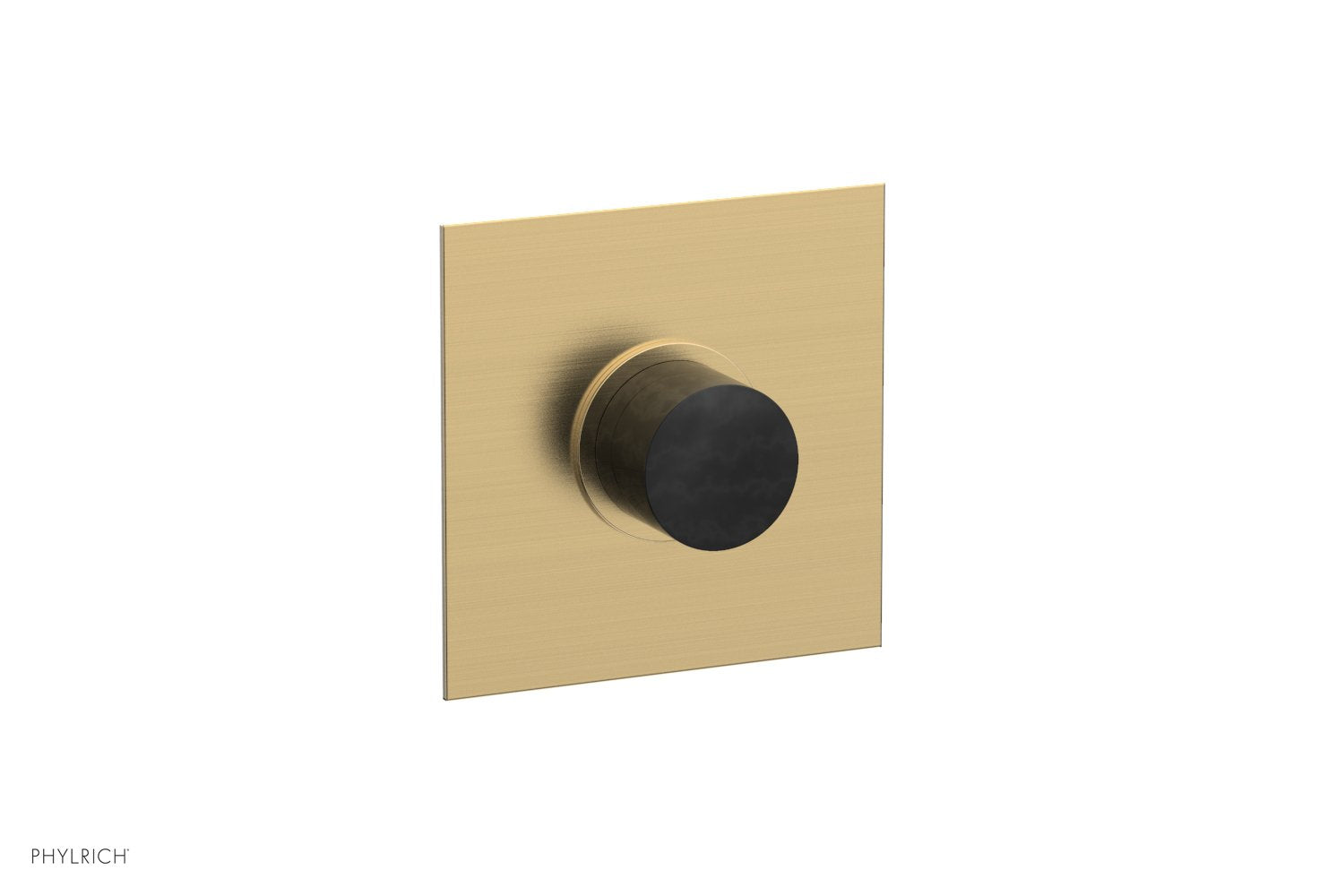 Phylrich BASIC II 1/2" Mini Thermostatic Square Shower Trim Black Marble Handle