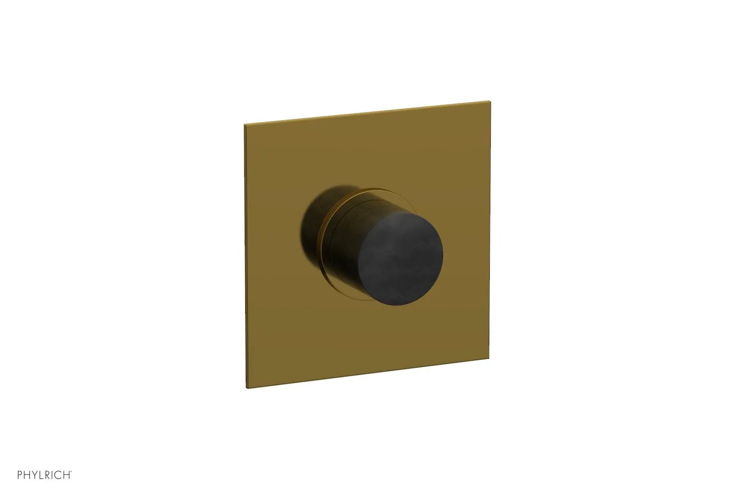 Phylrich BASIC II 1/2" Mini Thermostatic Square Shower Trim Black Marble Handle by Phylrich
