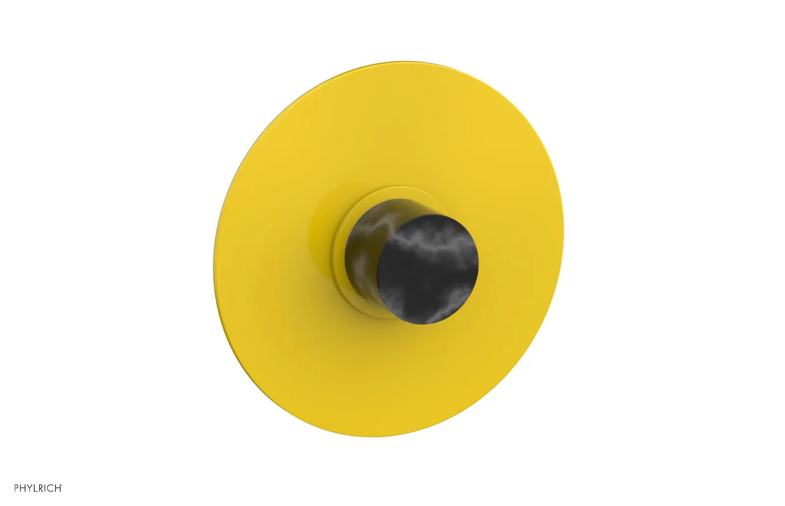 Phylrich BASIC II Pressure Balance Round Shower Plate & Handle Trim, Black Marble Handle by Phylrich
