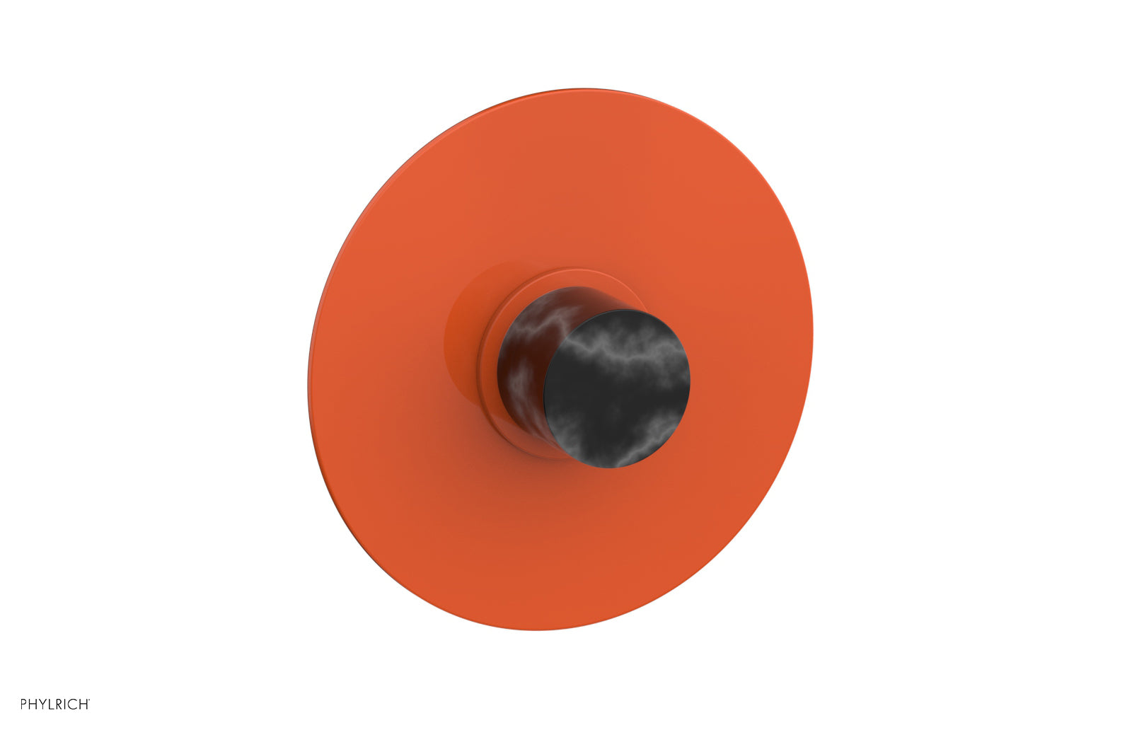 Phylrich BASIC II Pressure Balance Round Shower Plate & Handle Trim, Black Marble Handle