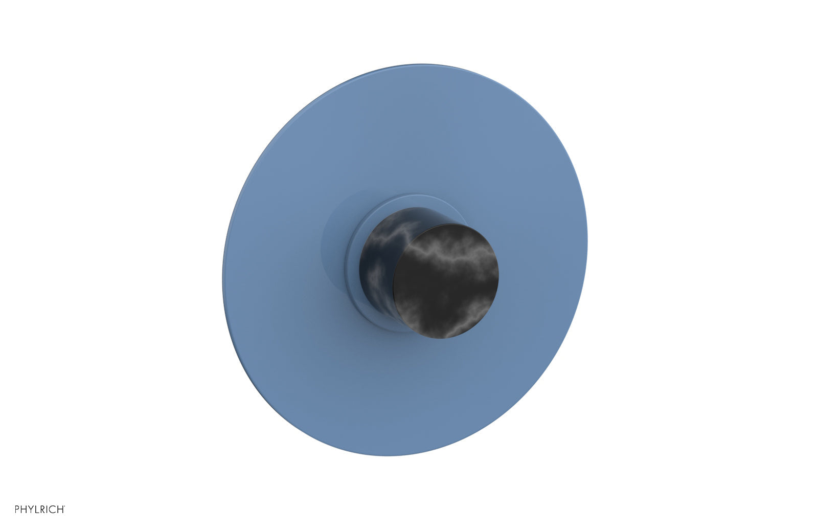 Phylrich BASIC II 1/2" Mini Thermostatic Round Shower Trim Black Marble Handle