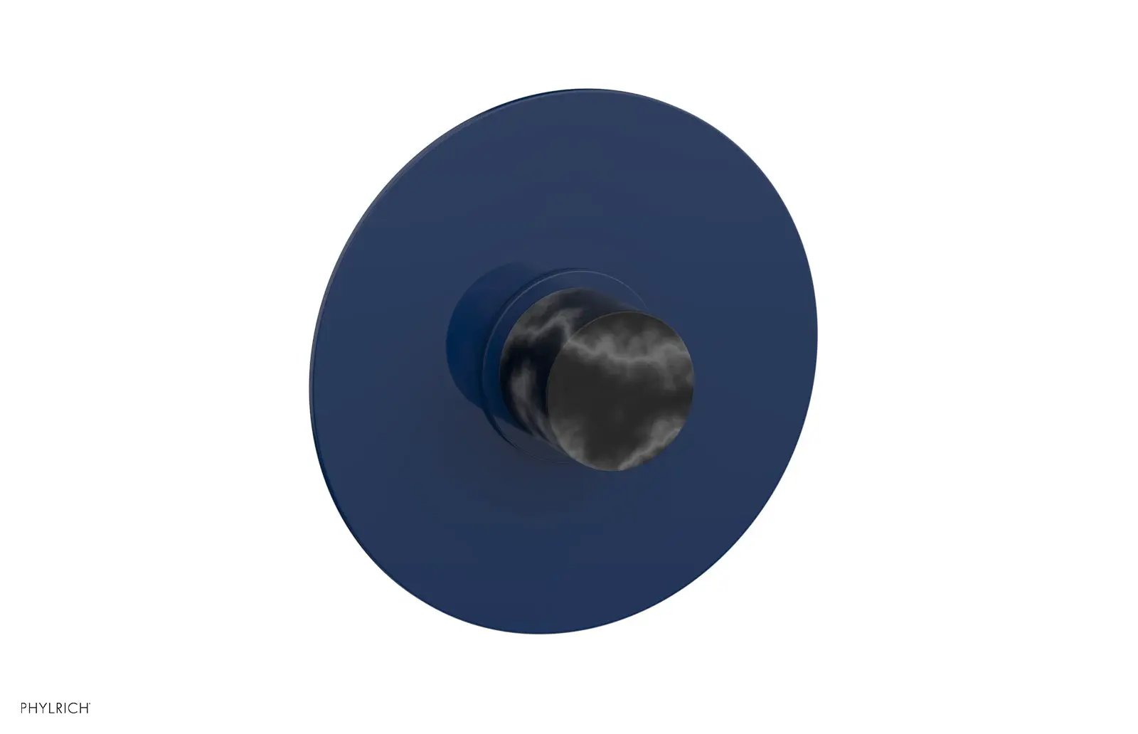 Phylrich BASIC II Pressure Balance Round Shower Plate & Handle Trim, Black Marble Handle by Phylrich