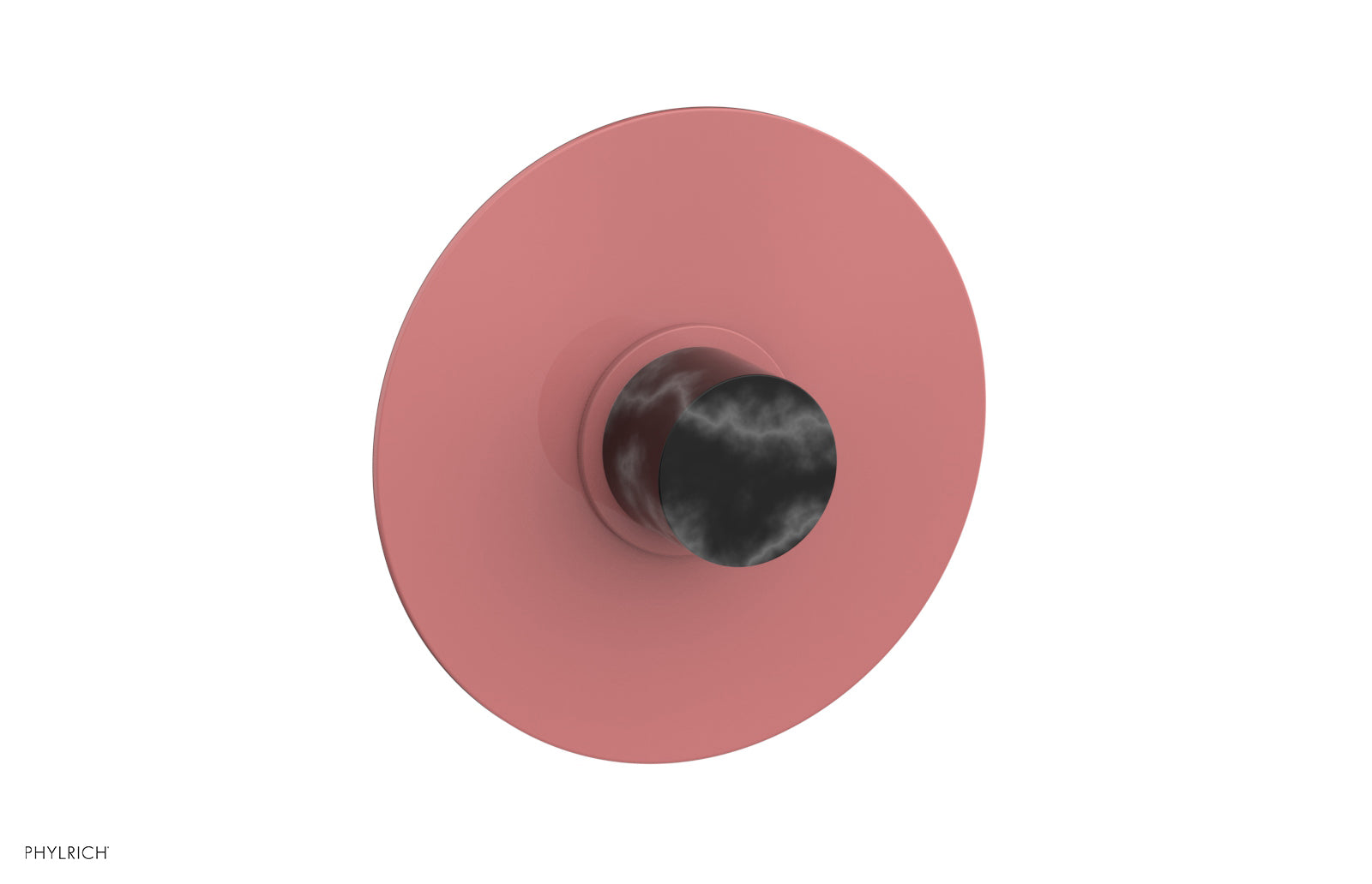 Phylrich BASIC II Pressure Balance Round Shower Plate & Handle Trim, Black Marble Handle by Phylrich