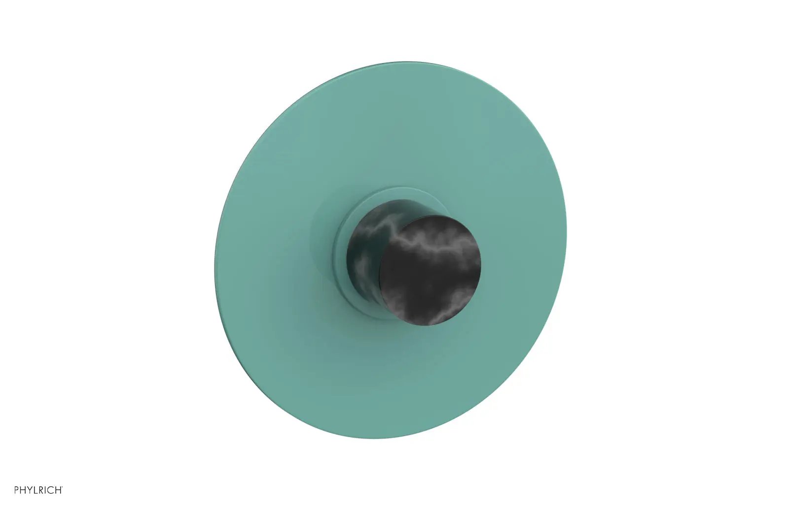 Phylrich BASIC II 3/4" Thermostatic Round Shower Trim Plate, Black Marble Handle by Phylrich