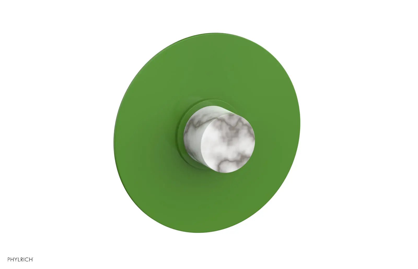 Phylrich BASIC II 3/4" Thermostatic Round Shower Trim Plate, White Marble Handle by Phylrich
