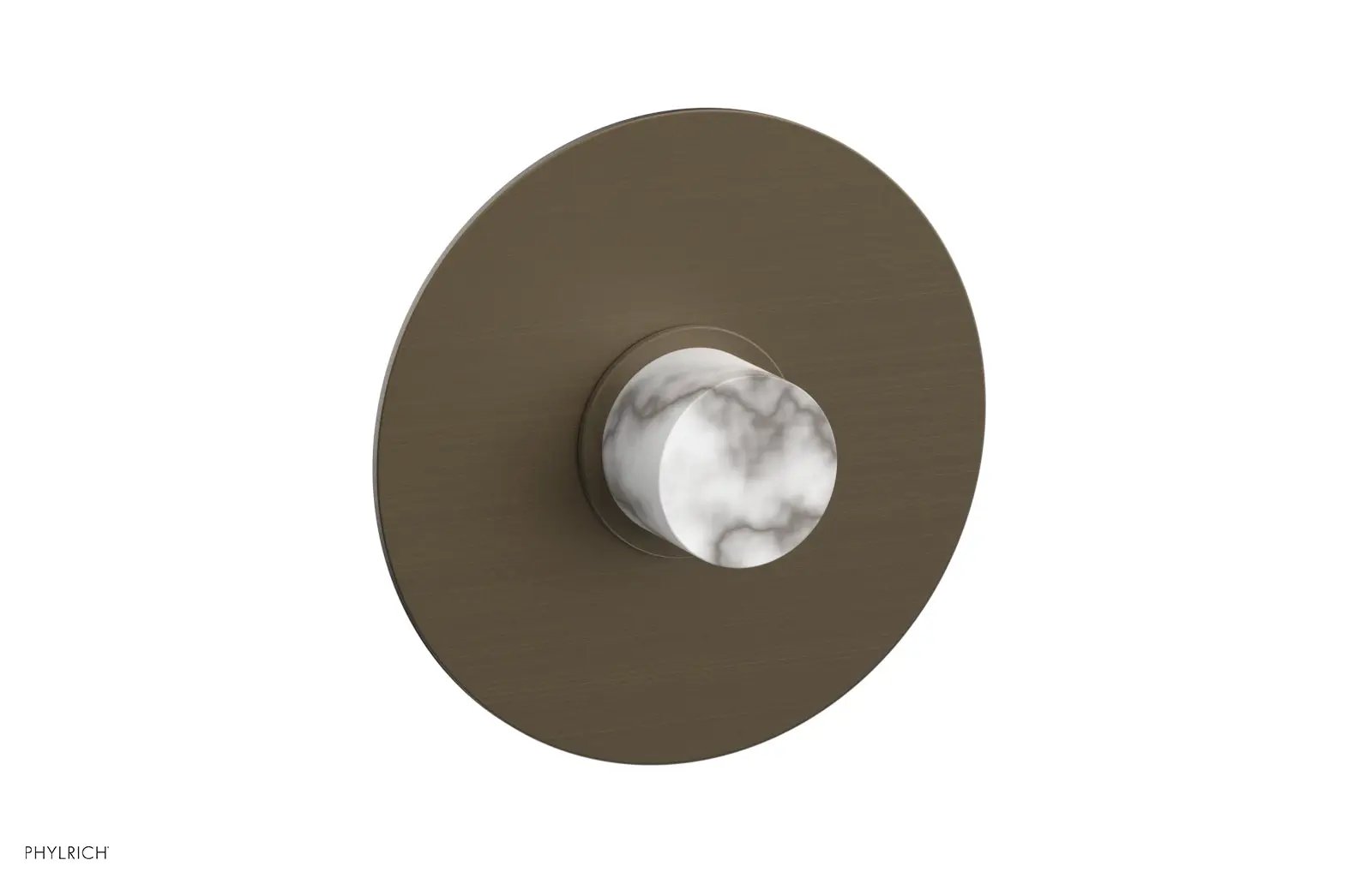 Phylrich BASIC II 3/4" Thermostatic Round Shower Trim Plate, White Marble Handle by Phylrich