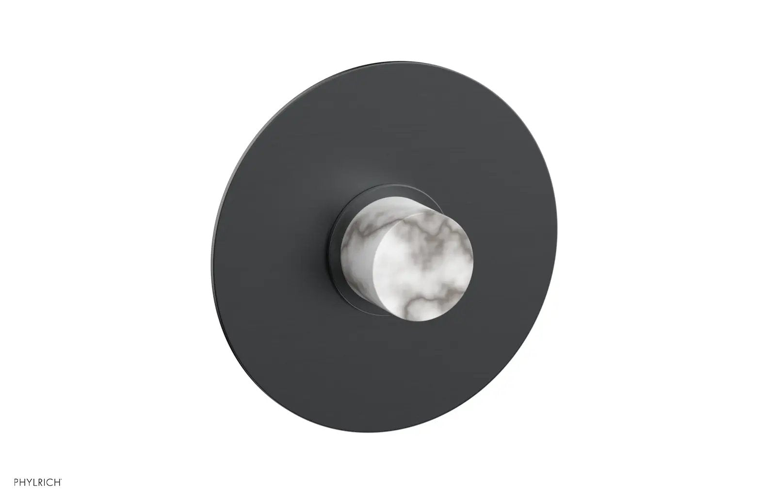 Phylrich BASIC II 3/4" Thermostatic Round Shower Trim Plate, White Marble Handle by Phylrich