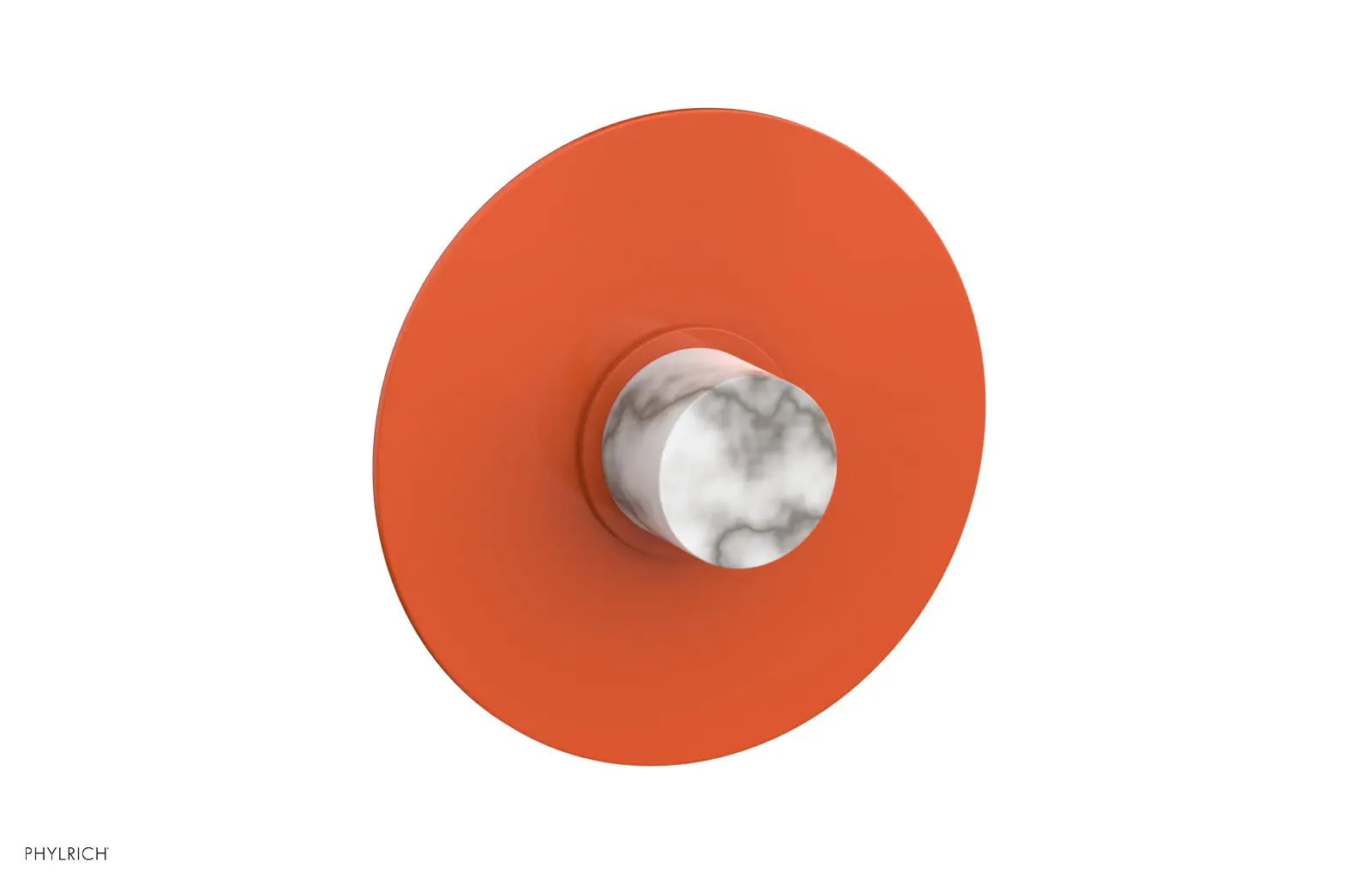 Phylrich BASIC II 3/4" Thermostatic Round Shower Trim Plate, White Marble Handle by Phylrich