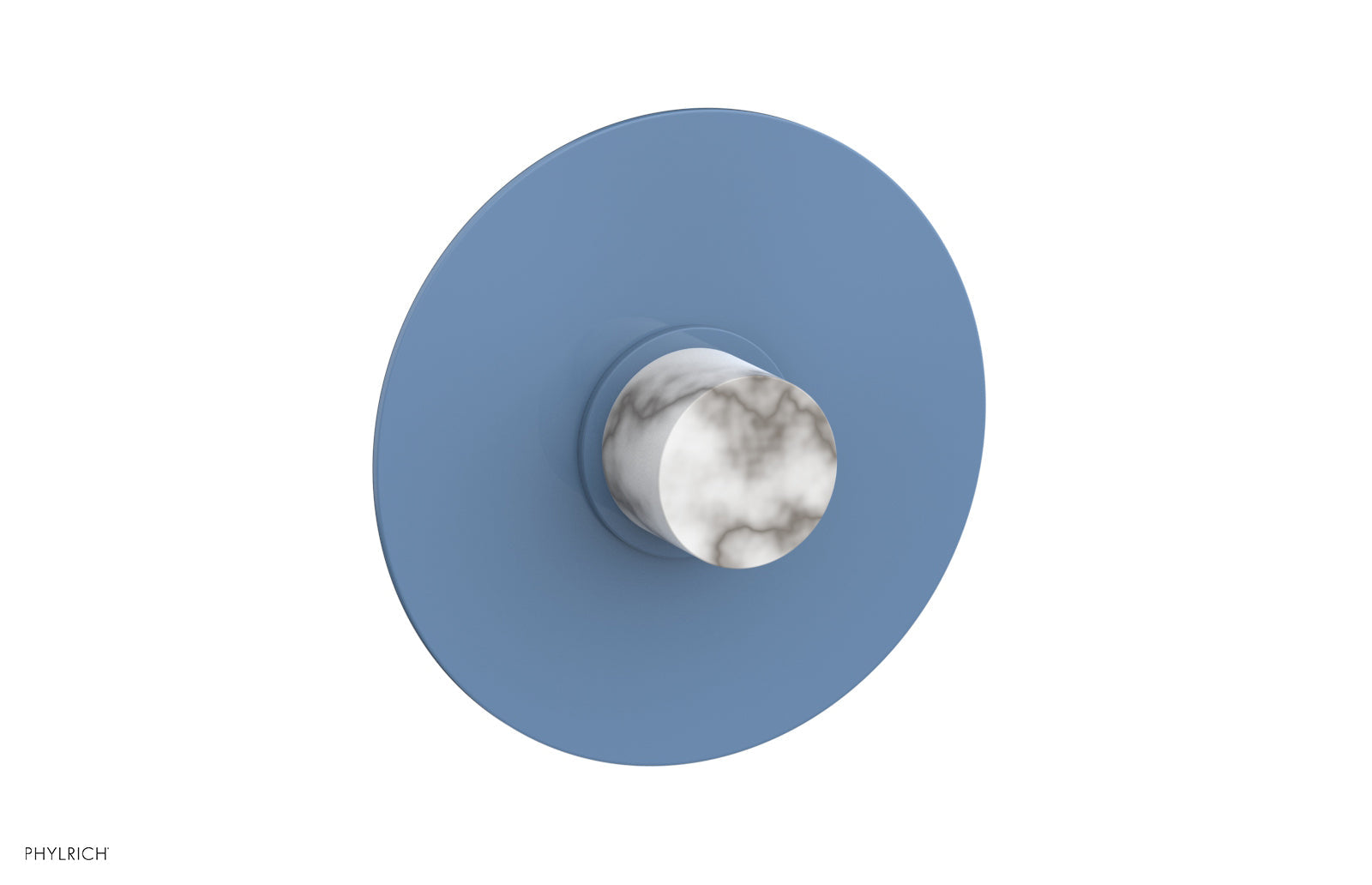 Phylrich BASIC II 3/4" Thermostatic Round Shower Trim Plate, White Marble Handle