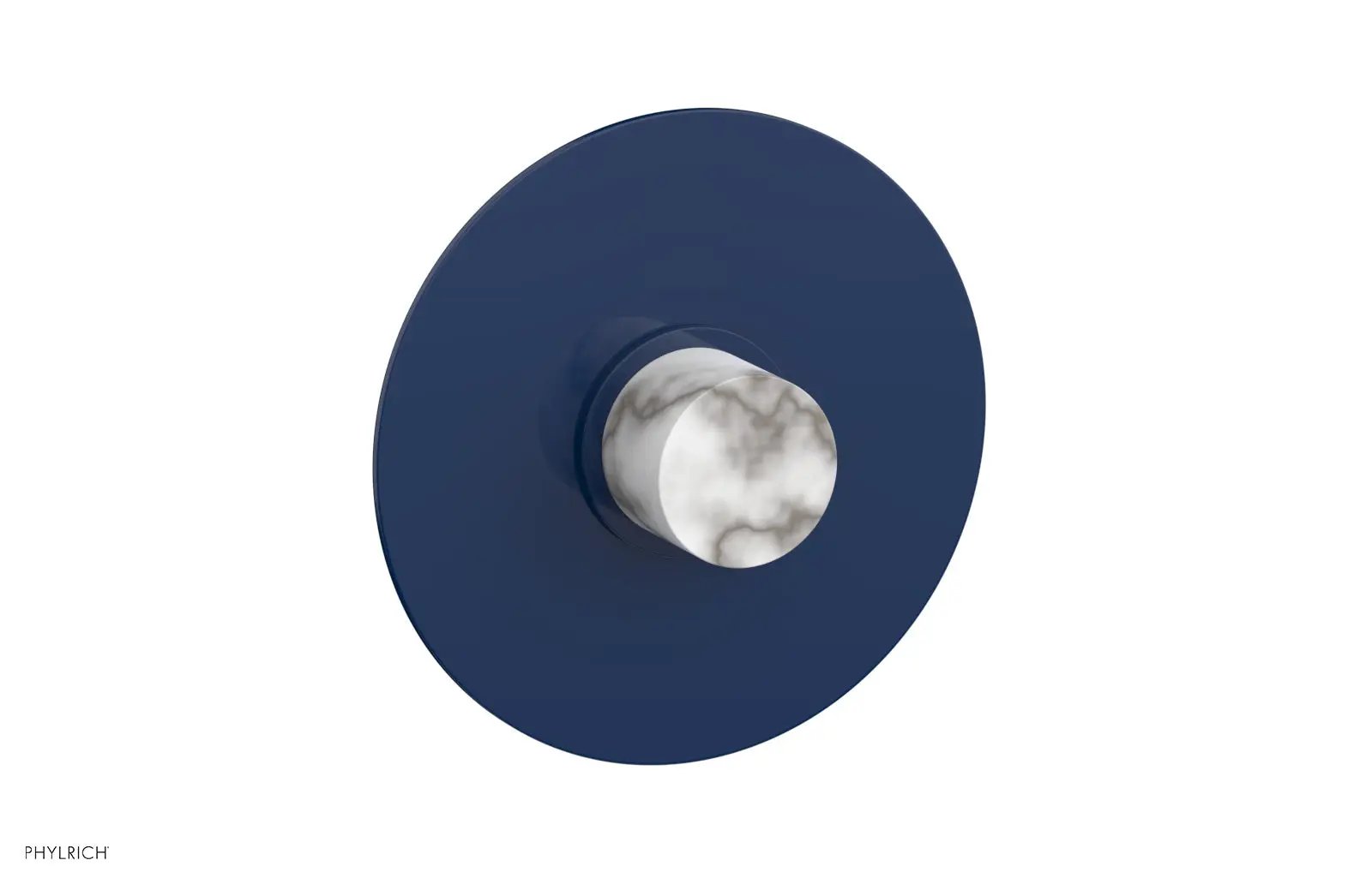 Phylrich BASIC II 3/4" Thermostatic Round Shower Trim Plate, White Marble Handle by Phylrich