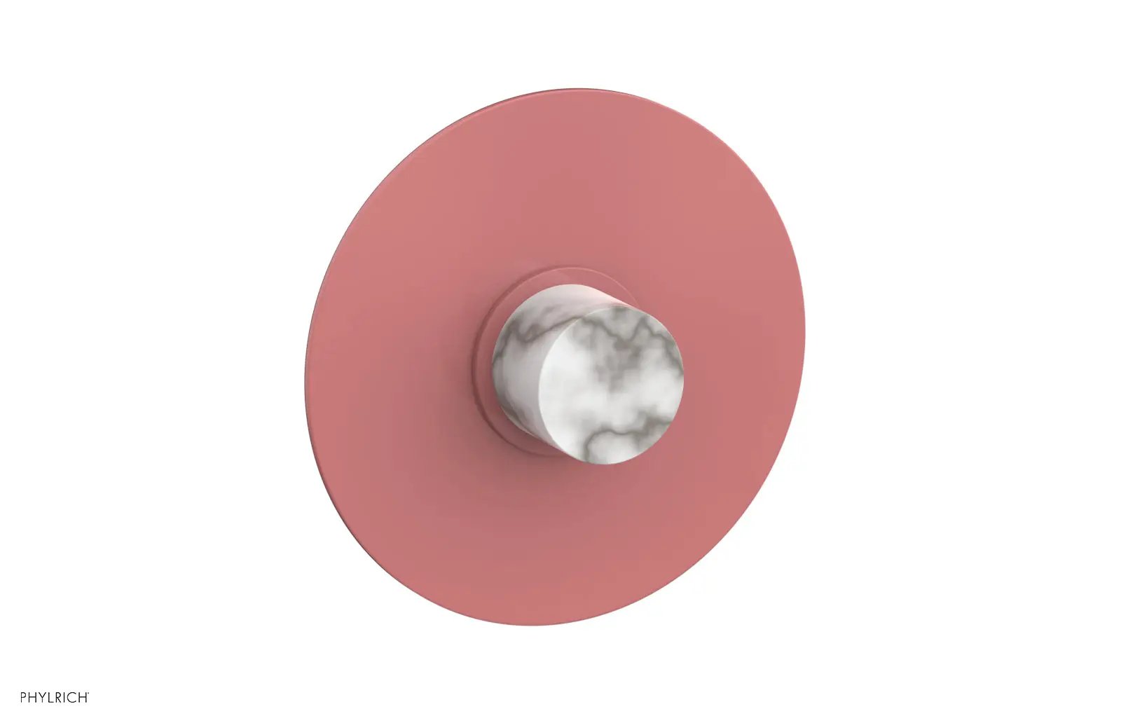 Phylrich BASIC II 3/4" Thermostatic Round Shower Trim Plate, White Marble Handle by Phylrich