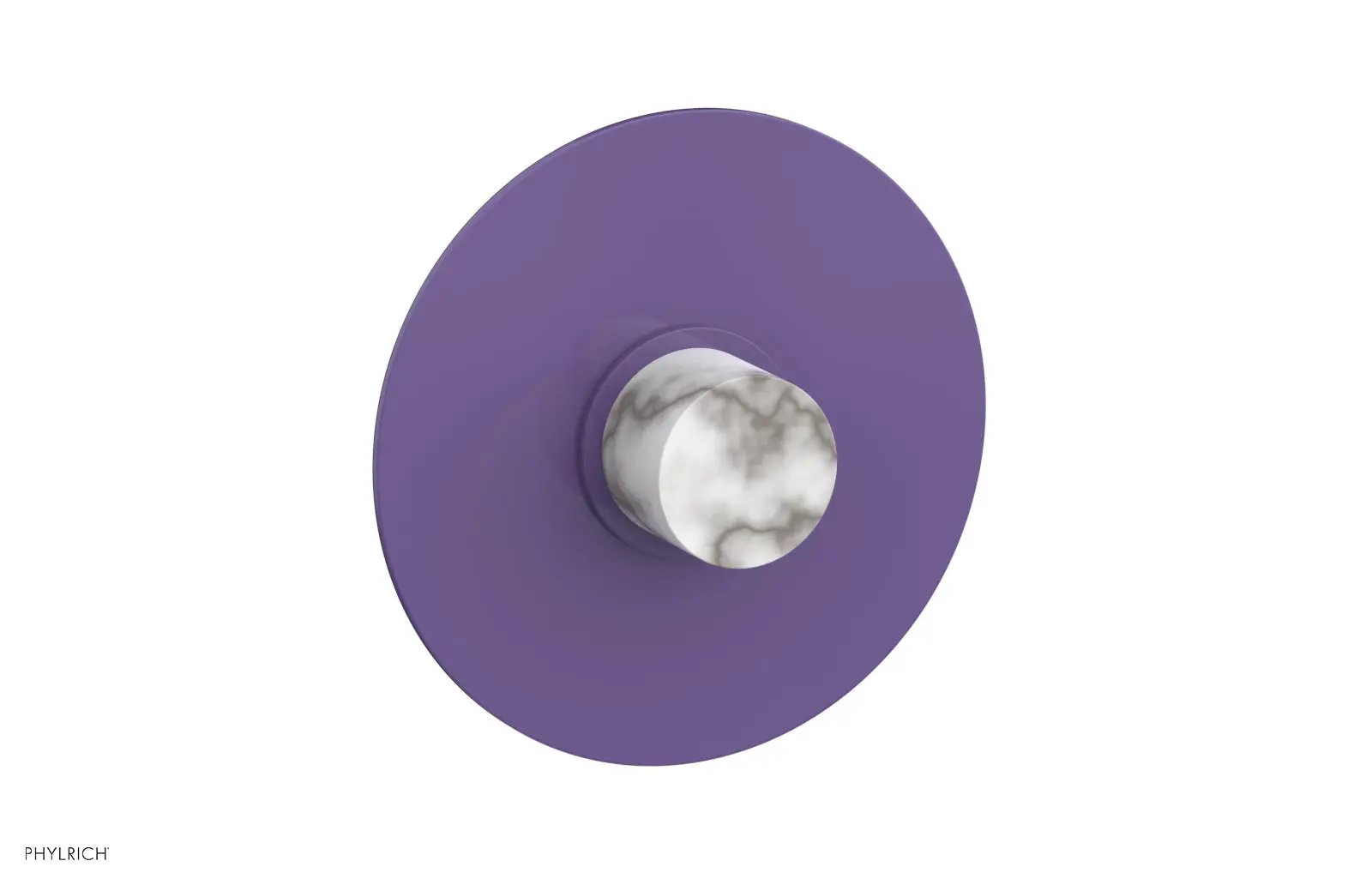 Phylrich BASIC II 3/4" Thermostatic Round Shower Trim Plate, White Marble Handle by Phylrich
