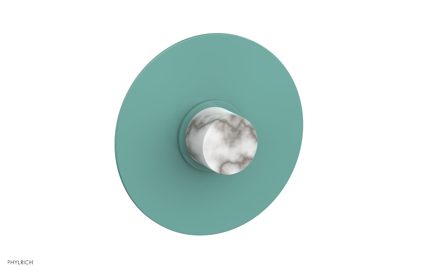 Phylrich BASIC II 3/4" Thermostatic Round Shower Trim Plate, White Marble Handle