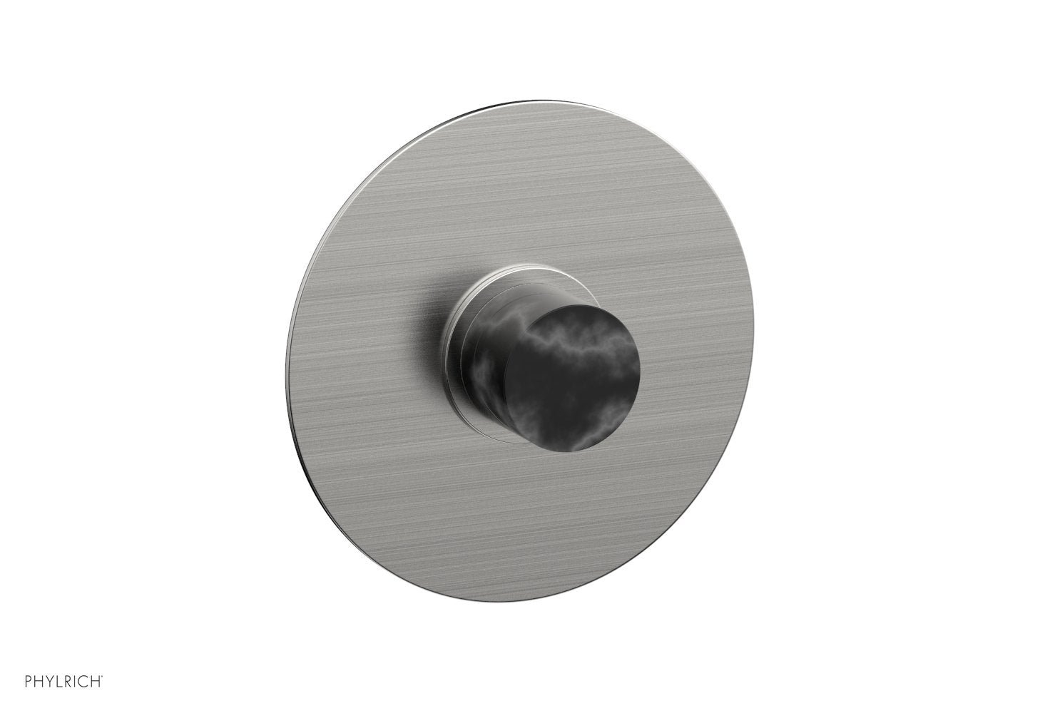 Phylrich BASIC II Pressure Balance Round Shower Plate & Handle Trim, Black Marble Handle
