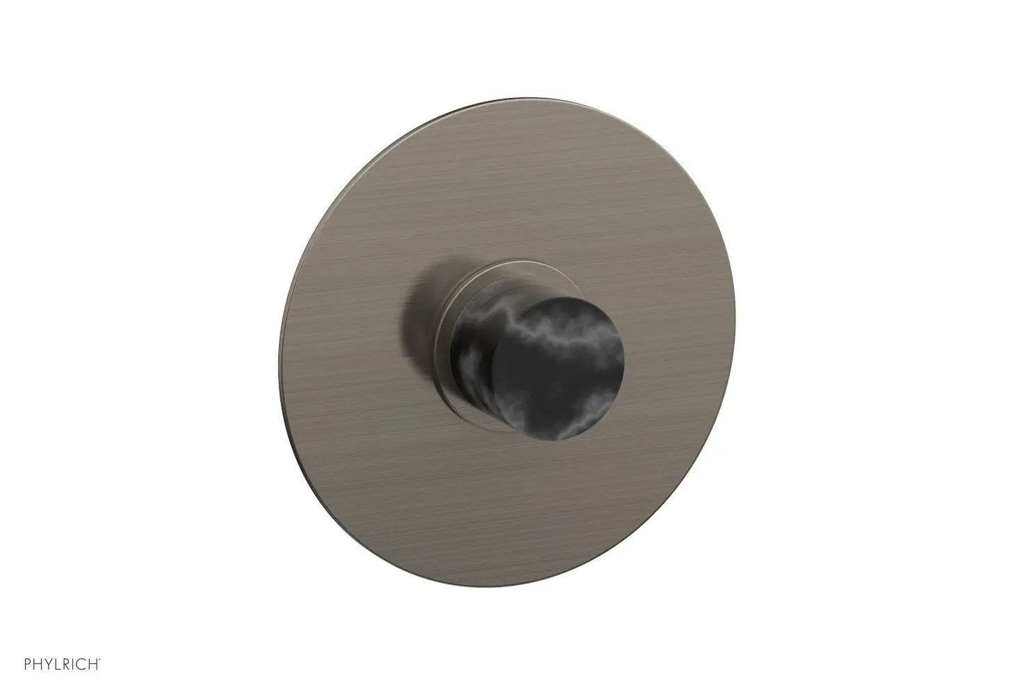 Phylrich BASIC II 3/4" Thermostatic Round Shower Trim Plate, Black Marble Handle by Phylrich