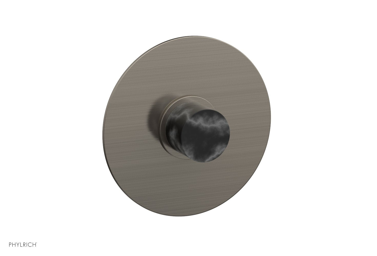 Phylrich BASIC II Pressure Balance Round Shower Plate & Handle Trim, Black Marble Handle