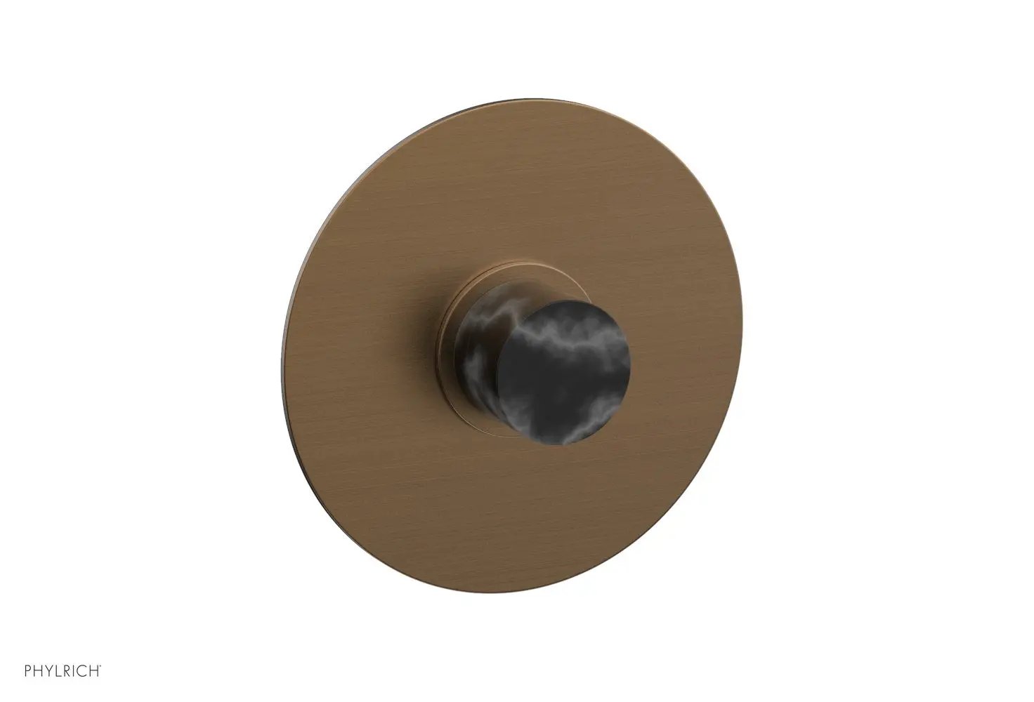 Phylrich BASIC II 3/4" Thermostatic Round Shower Trim Plate, Black Marble Handle by Phylrich