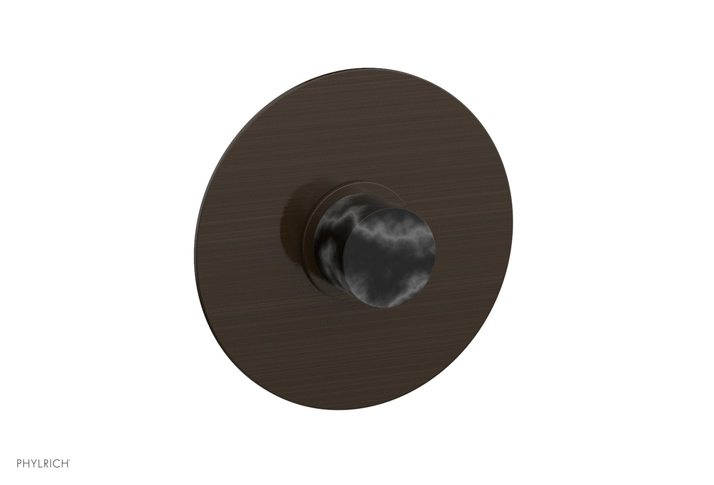 Phylrich BASIC II Pressure Balance Round Shower Plate & Handle Trim, Black Marble Handle