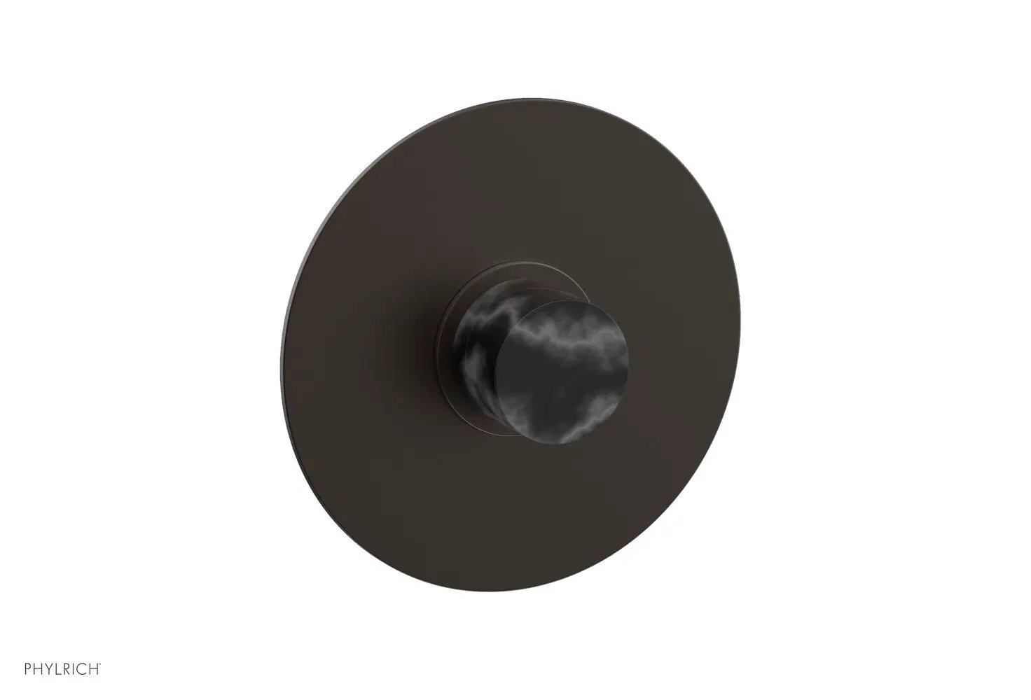 Phylrich BASIC II 3/4" Thermostatic Round Shower Trim Plate, Black Marble Handle by Phylrich
