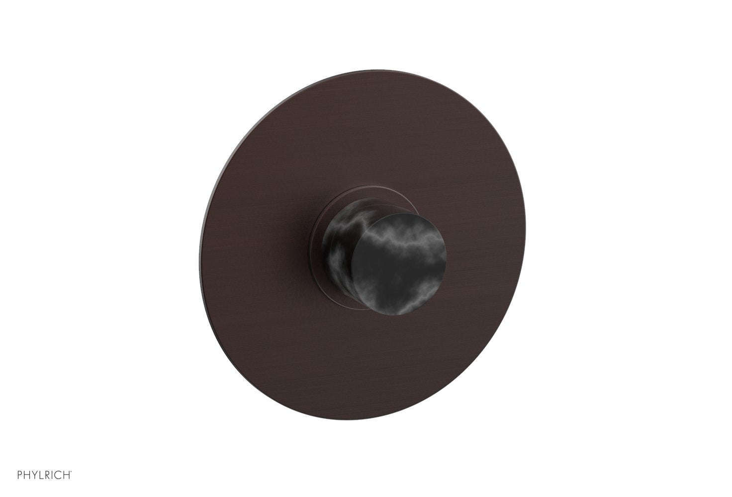 Phylrich BASIC II Pressure Balance Round Shower Plate & Handle Trim, Black Marble Handle