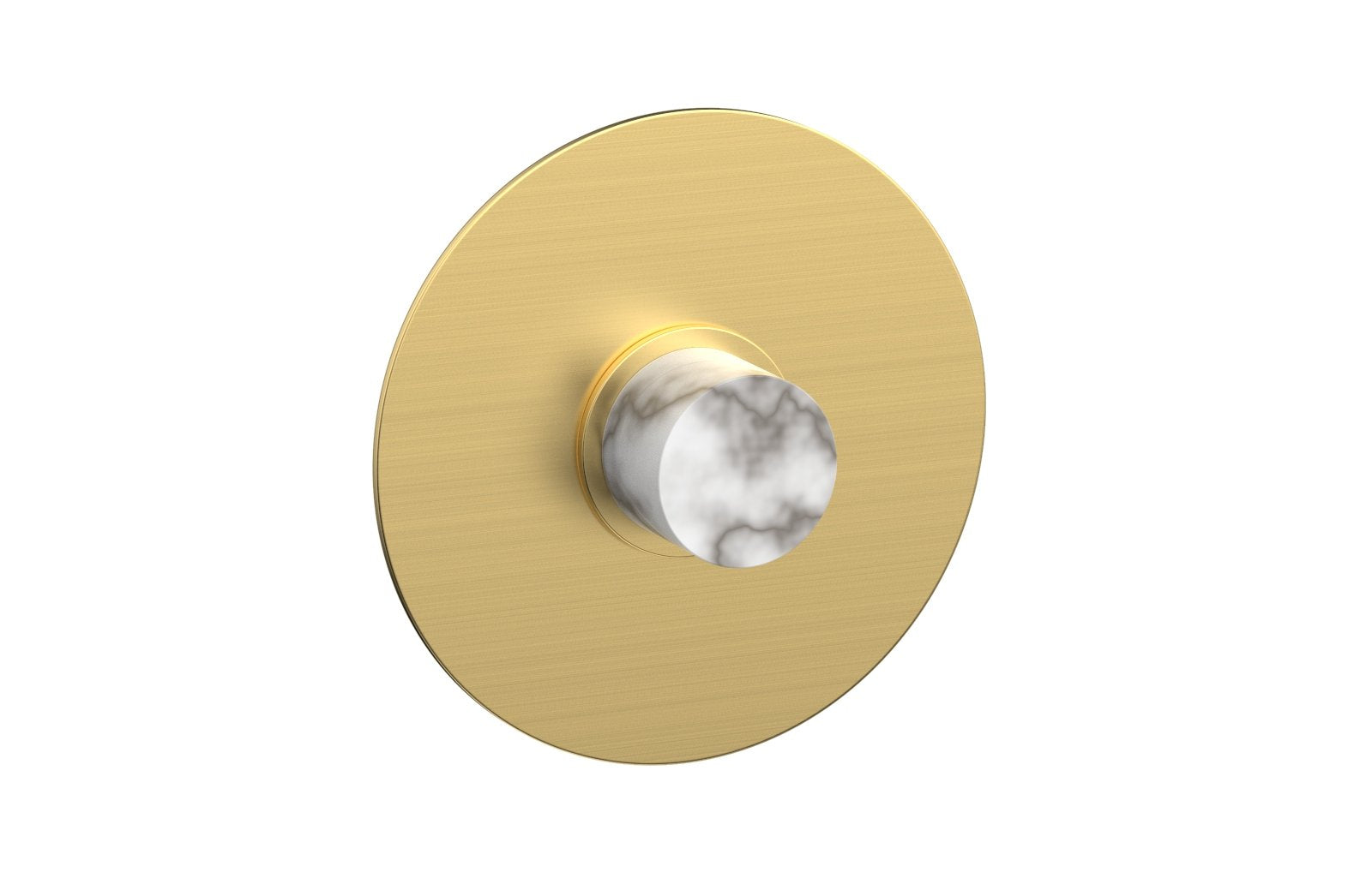 Phylrich BASIC II 3/4" Thermostatic Round Shower Trim Plate, White Marble Handle