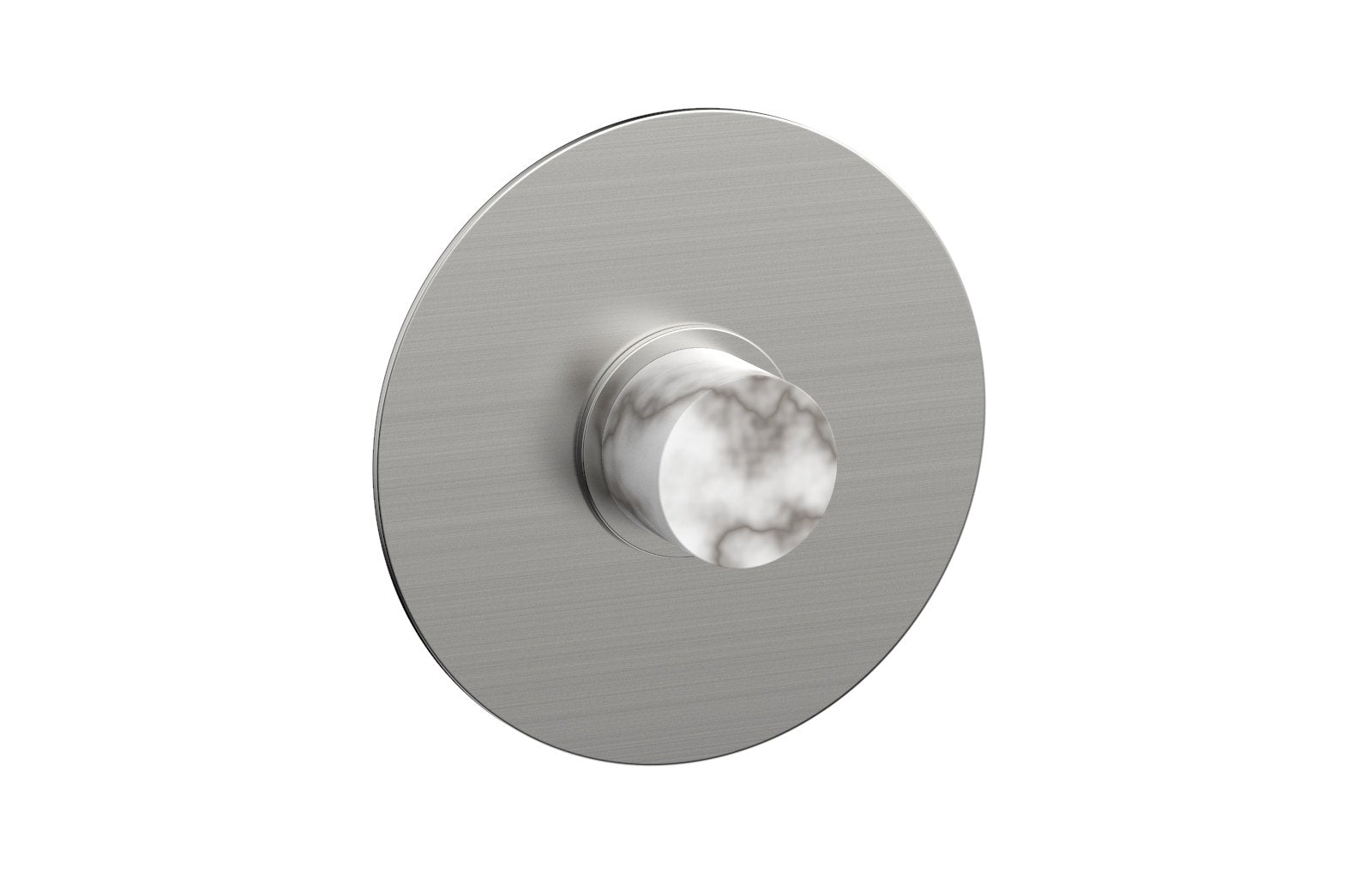 Phylrich BASIC II 3/4" Thermostatic Round Shower Trim Plate, White Marble Handle