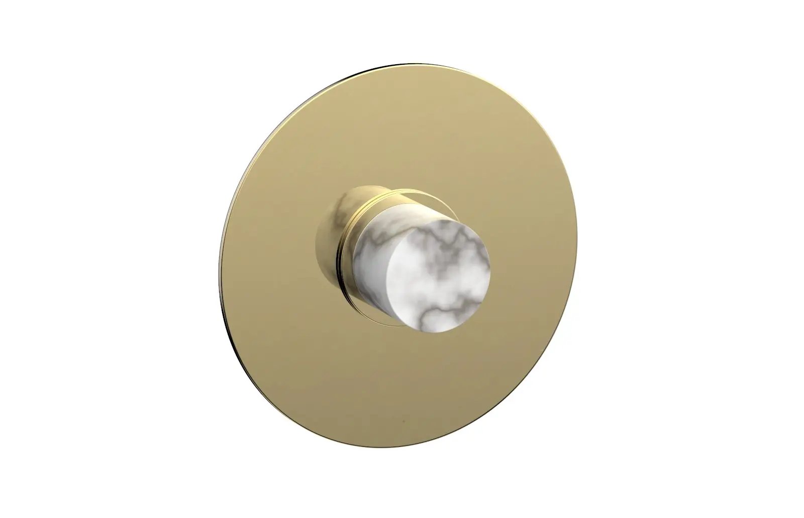 Phylrich BASIC II 3/4" Thermostatic Round Shower Trim Plate, White Marble Handle by Phylrich