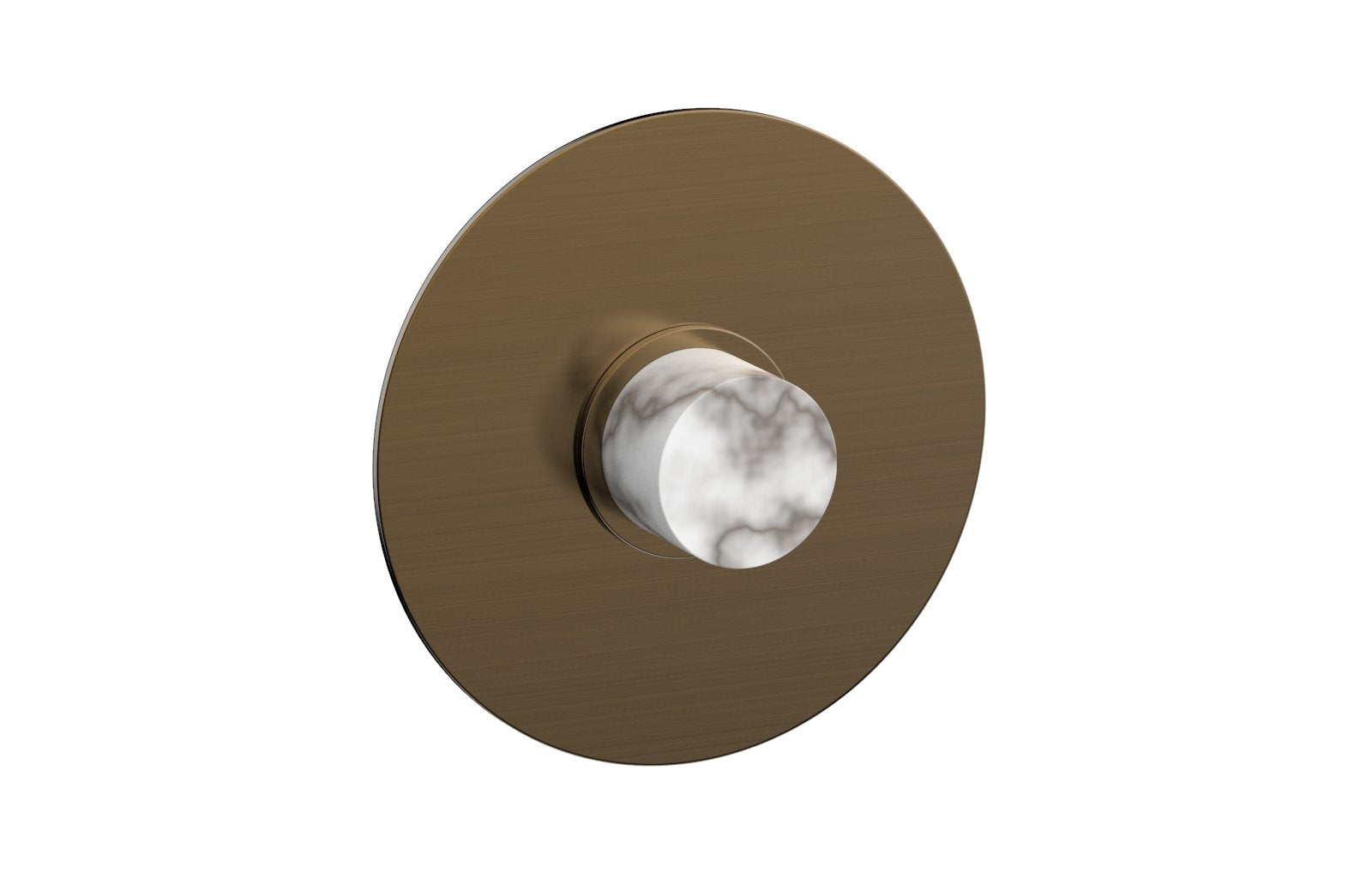 Phylrich BASIC II Pressure Balance Round Shower Plate & Handle Trim, White Marble Handle