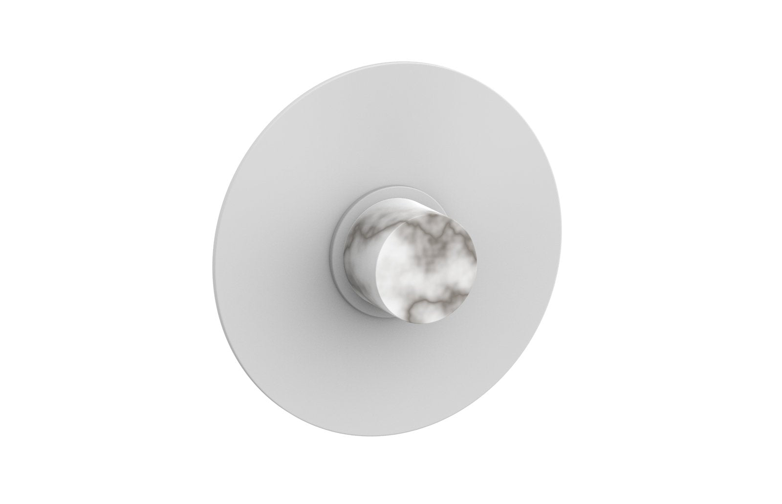 Phylrich BASIC II 3/4" Thermostatic Round Shower Trim Plate, White Marble Handle