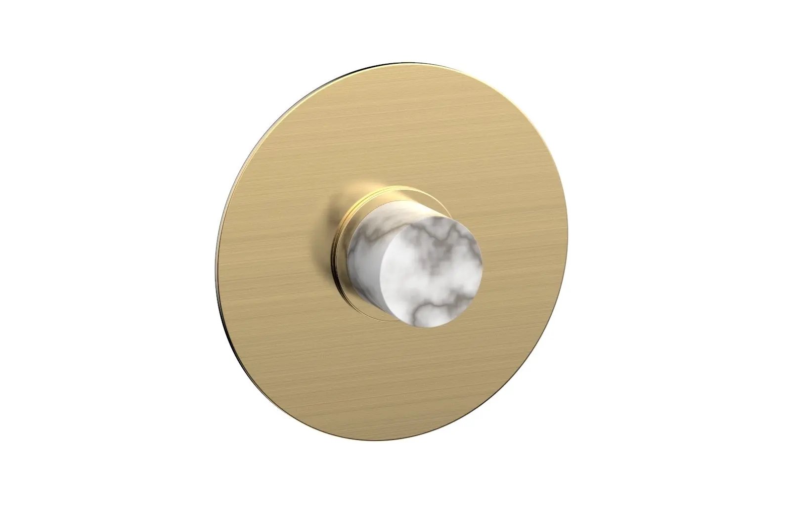 Phylrich BASIC II 3/4" Thermostatic Round Shower Trim Plate, White Marble Handle by Phylrich