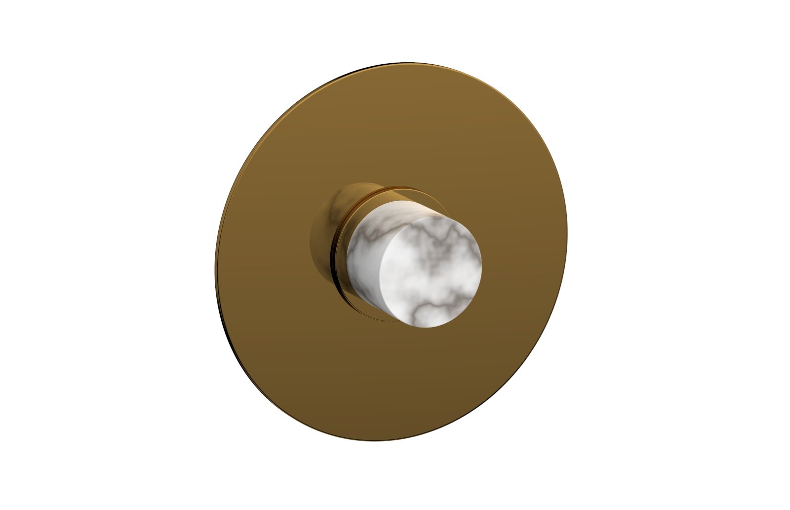 Phylrich BASIC II Pressure Balance Round Shower Plate & Handle Trim, White Marble Handle