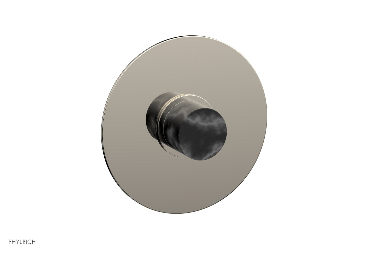Phylrich BASIC II Pressure Balance Round Shower Plate & Handle Trim, Black Marble Handle
