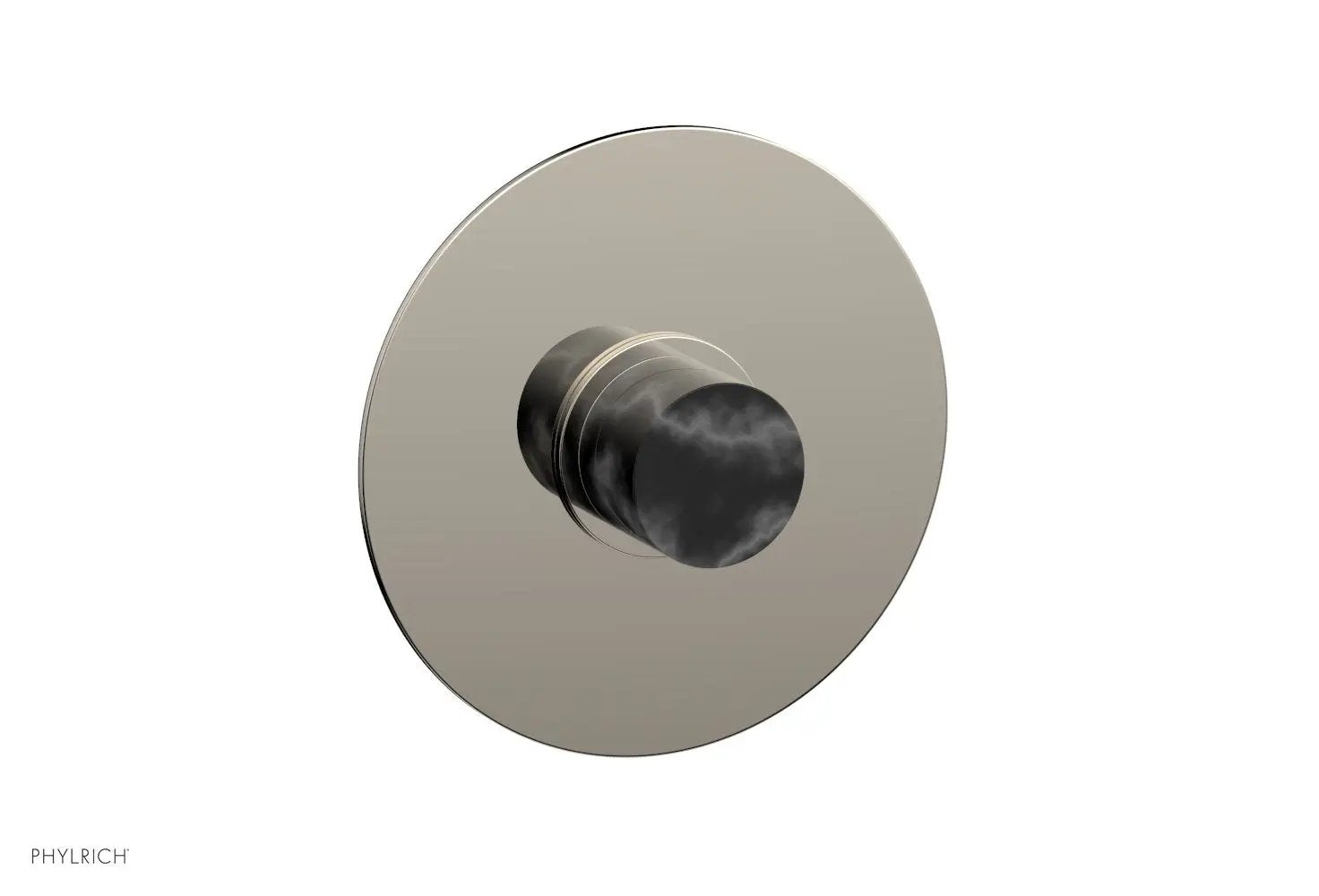 Phylrich BASIC II 3/4" Thermostatic Round Shower Trim Plate, Black Marble Handle by Phylrich