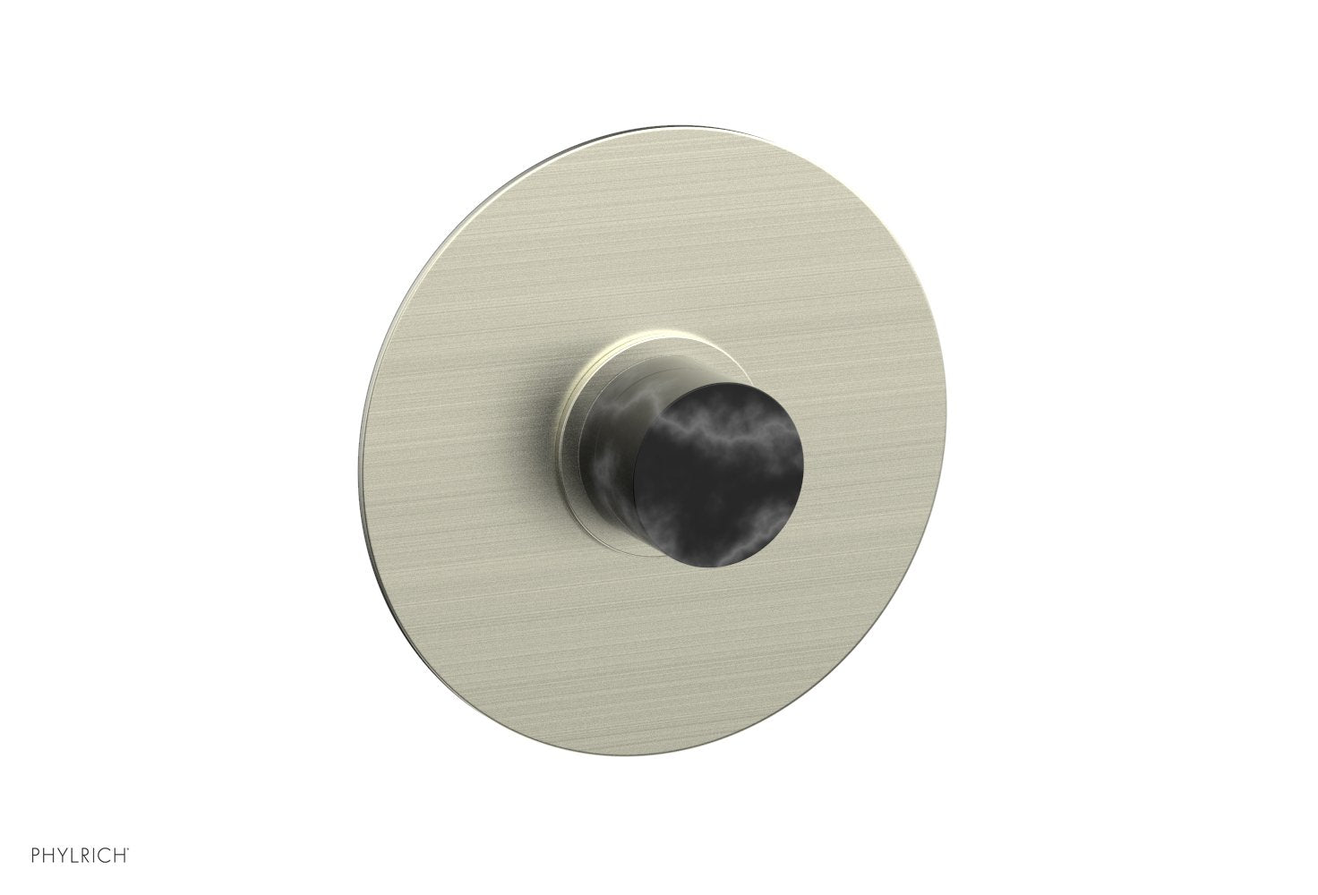 Phylrich BASIC II Pressure Balance Round Shower Plate & Handle Trim, Black Marble Handle