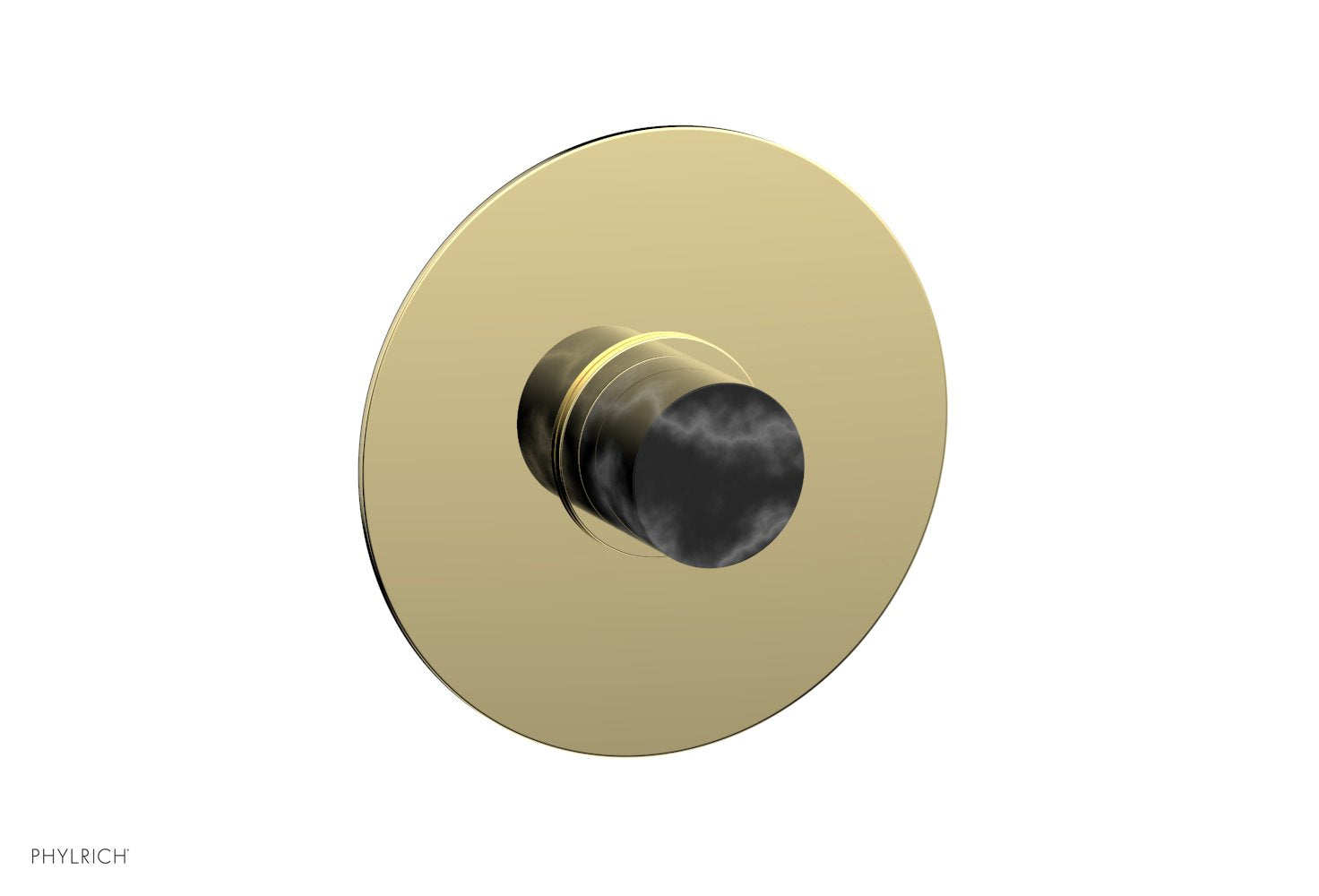 Phylrich BASIC II Pressure Balance Round Shower Plate & Handle Trim, Black Marble Handle by Phylrich