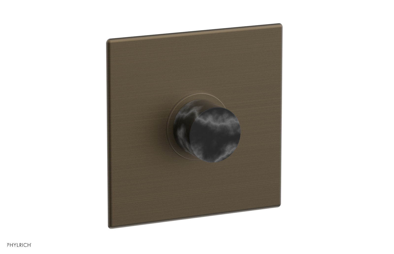 Phylrich BASIC II Pressure Balance Square Shower Plate & Black Marble Handle Trim