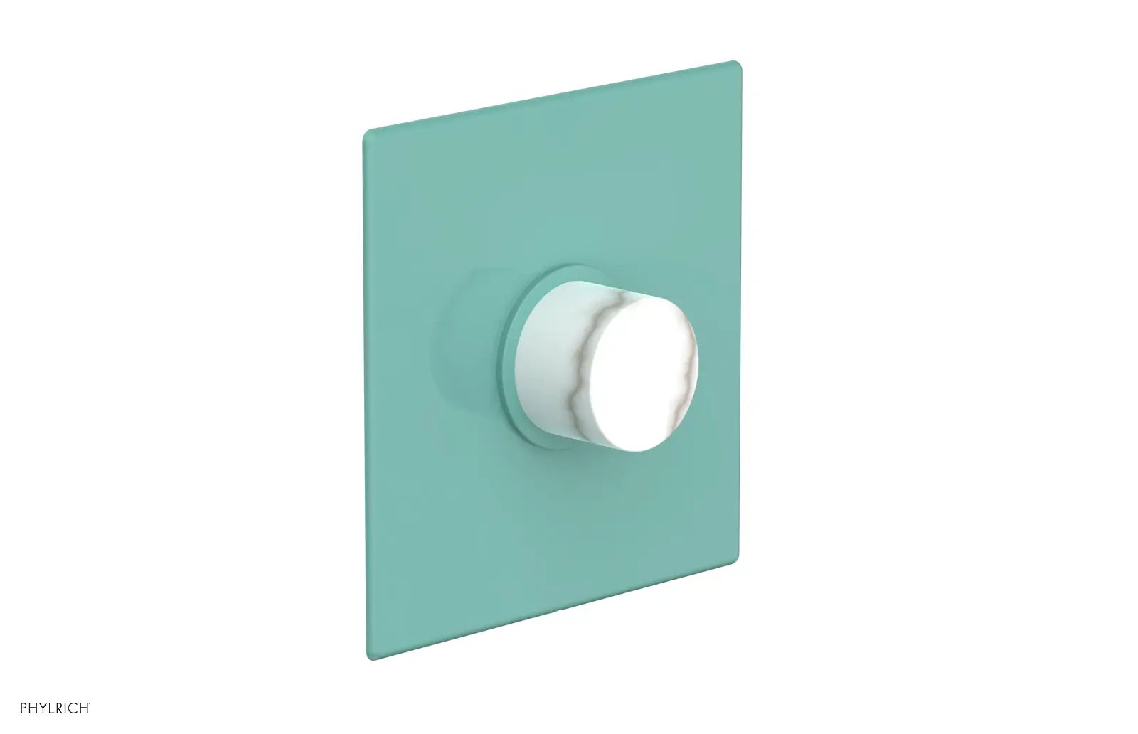 Phylrich BASIC II Pressure Balance Square Shower Plate & White Marble Handle Trim by Phylrich