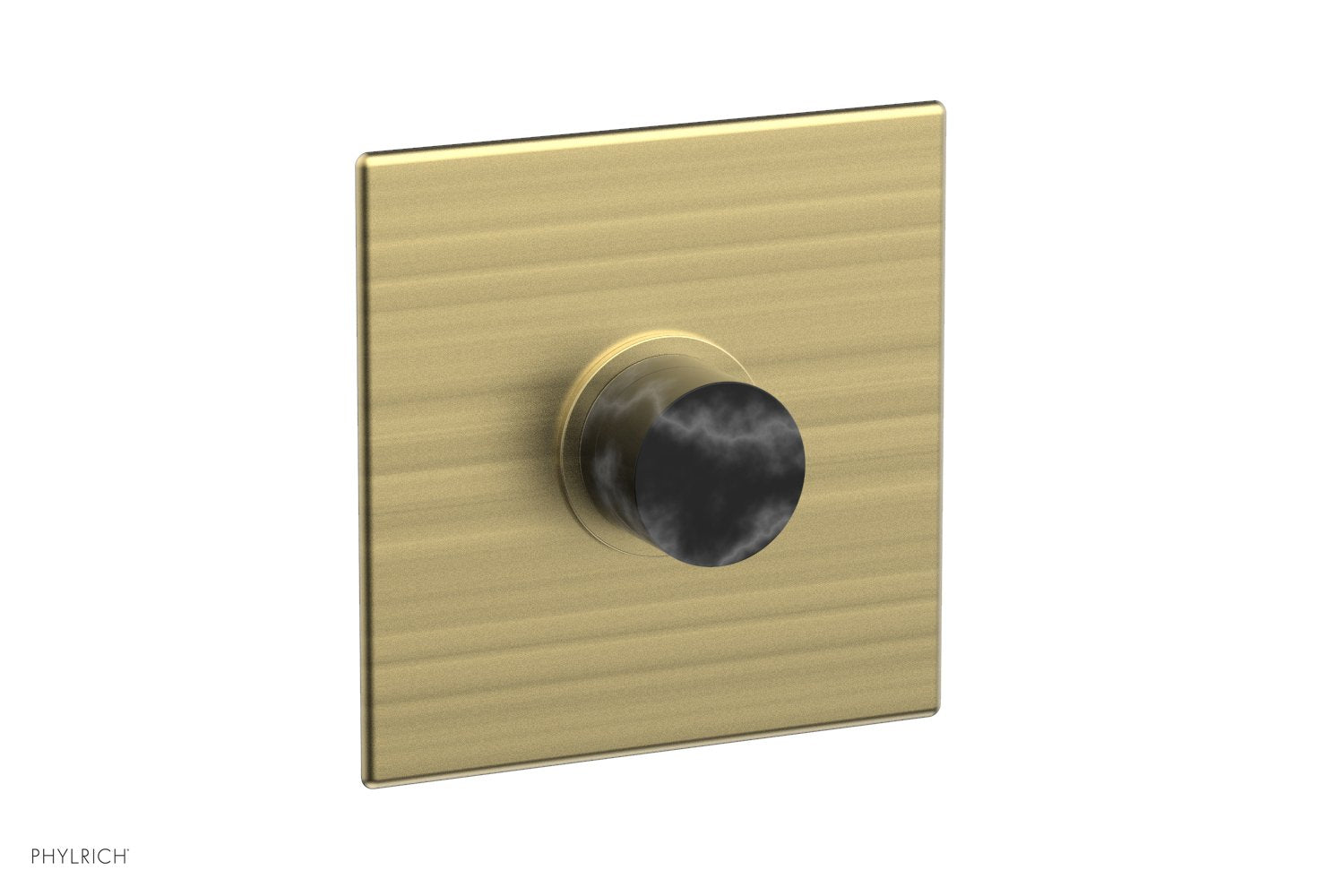 Phylrich BASIC II Pressure Balance Square Shower Plate & Black Marble Handle Trim