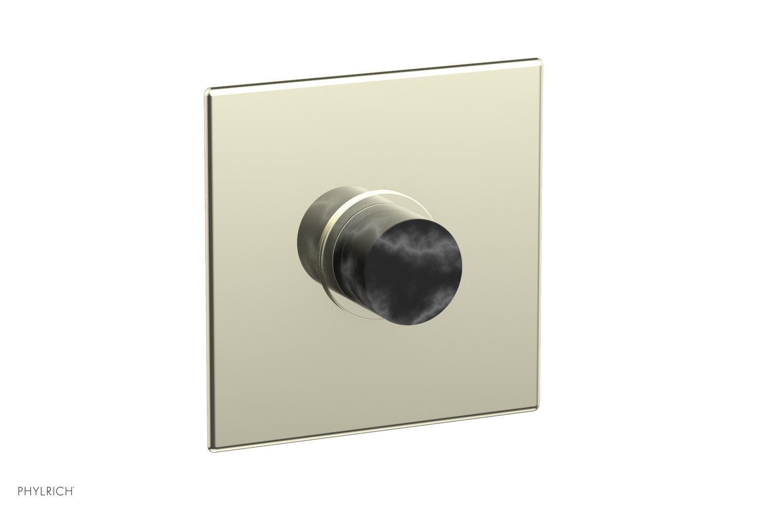 Phylrich BASIC II Pressure Balance Square Shower Plate & Black Marble Handle Trim