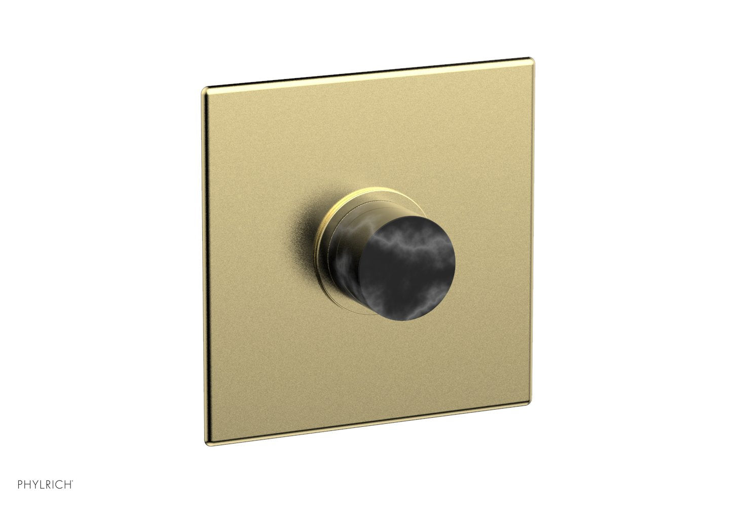 Phylrich BASIC II Pressure Balance Square Shower Plate & Black Marble Handle Trim