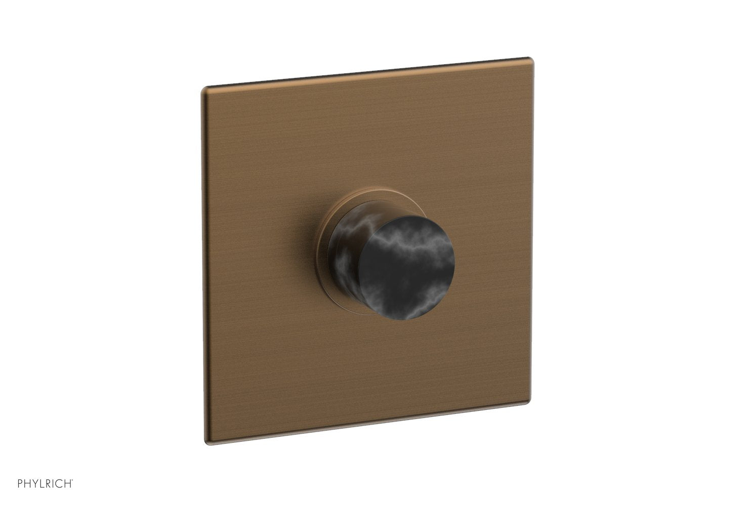 Phylrich BASIC II Pressure Balance Square Shower Plate & Black Marble Handle Trim