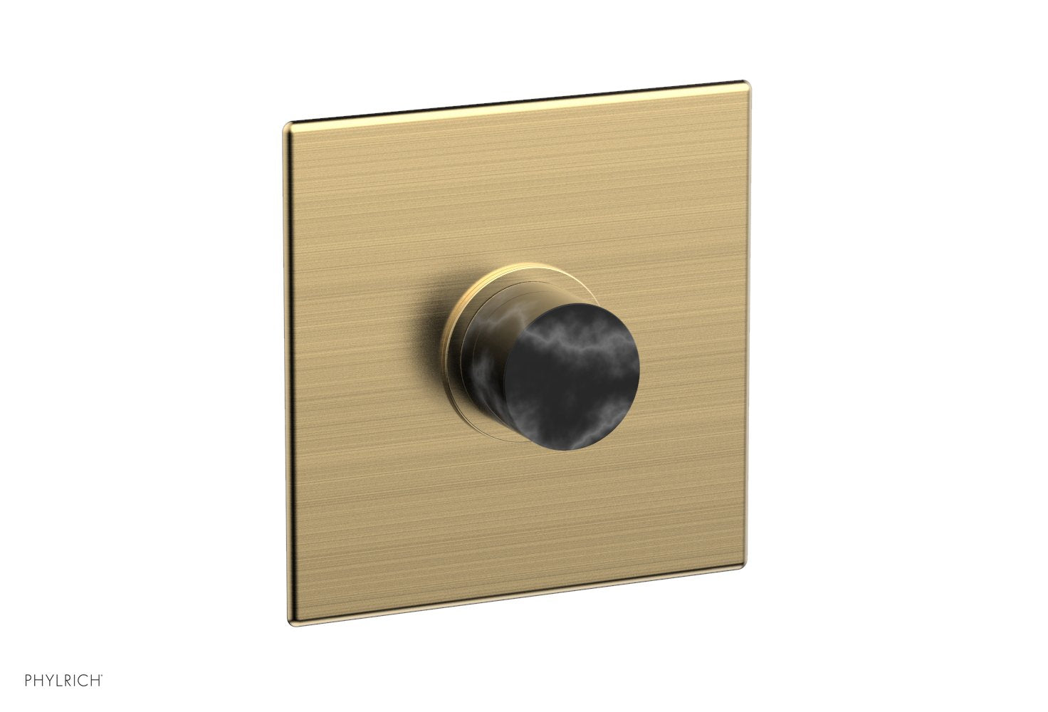 Phylrich BASIC II Pressure Balance Square Shower Plate & Black Marble Handle Trim